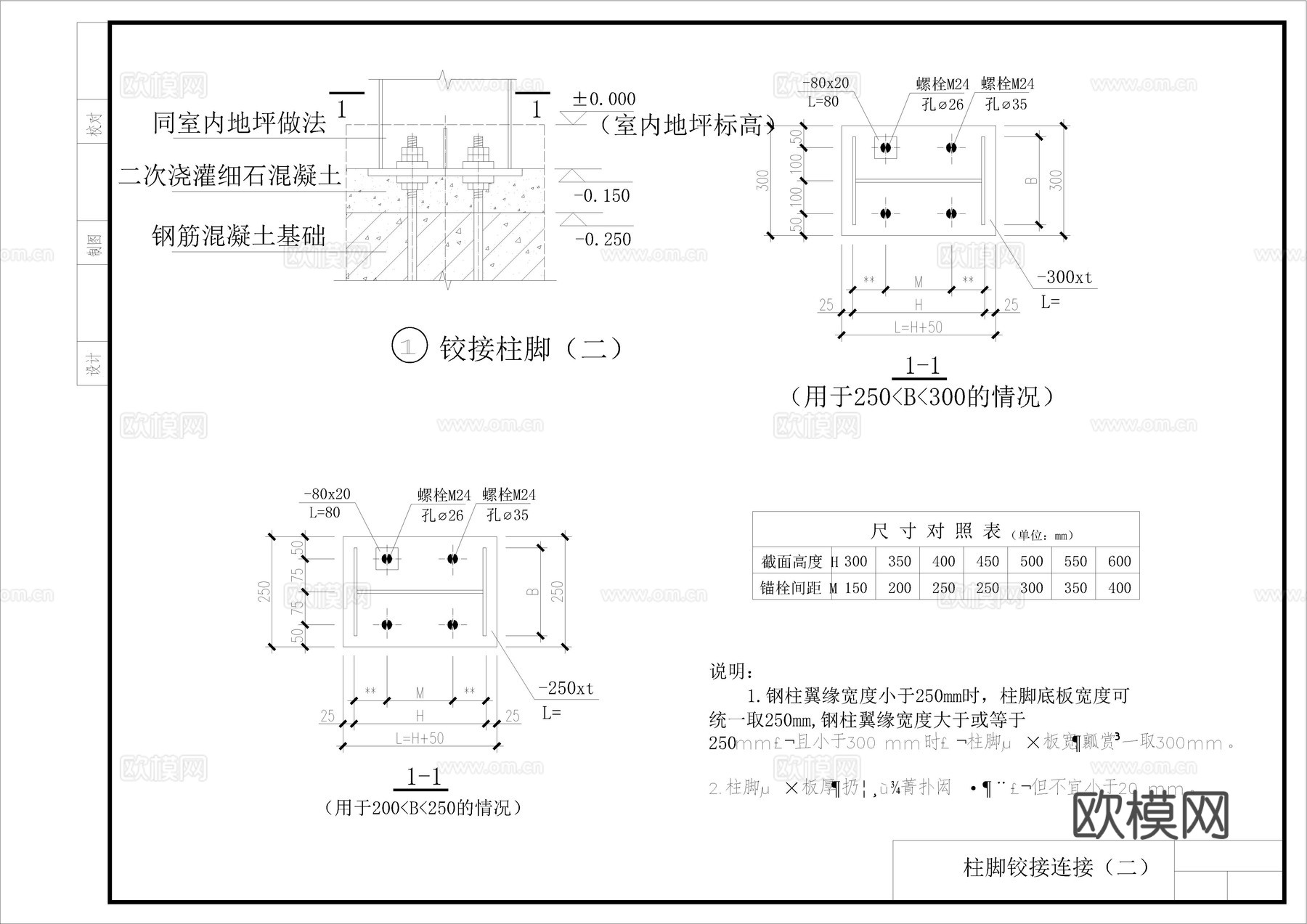 钢结构柱脚CADcad施工图