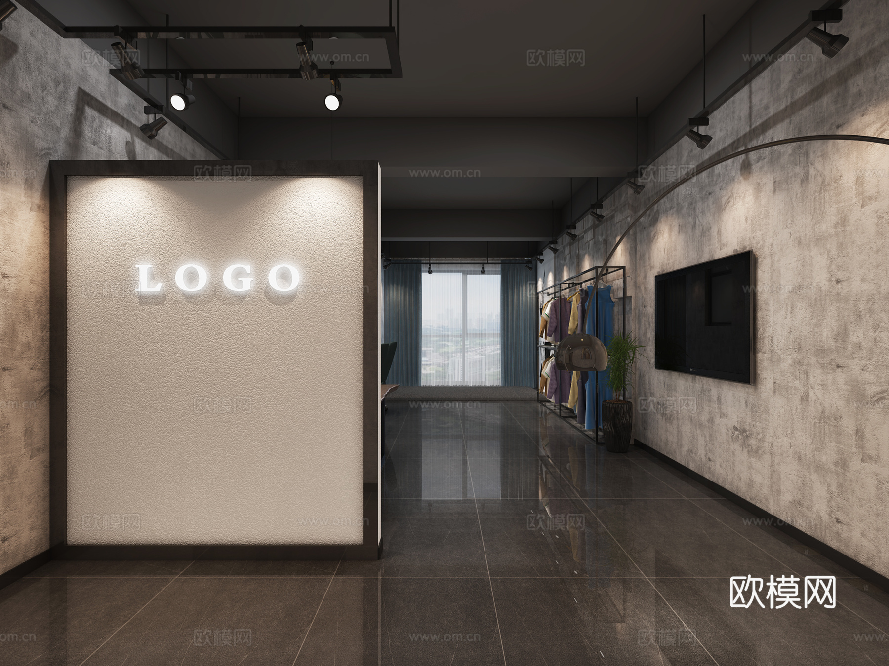 工业风loft风格办公室3d模型下载（渲染图2）