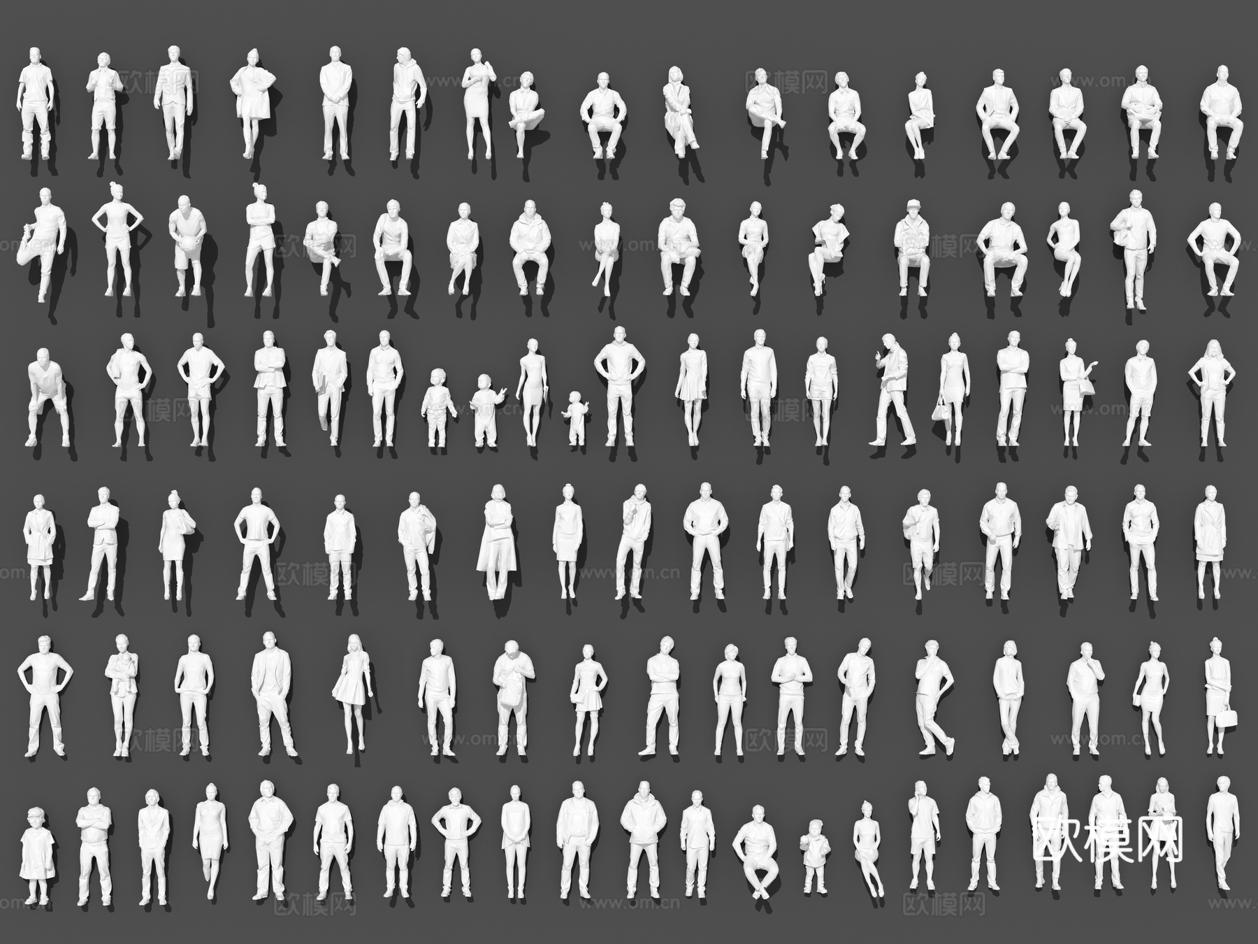 3D 三维人物  人 商业人 运动人 小孩  简模白模人物3d模型