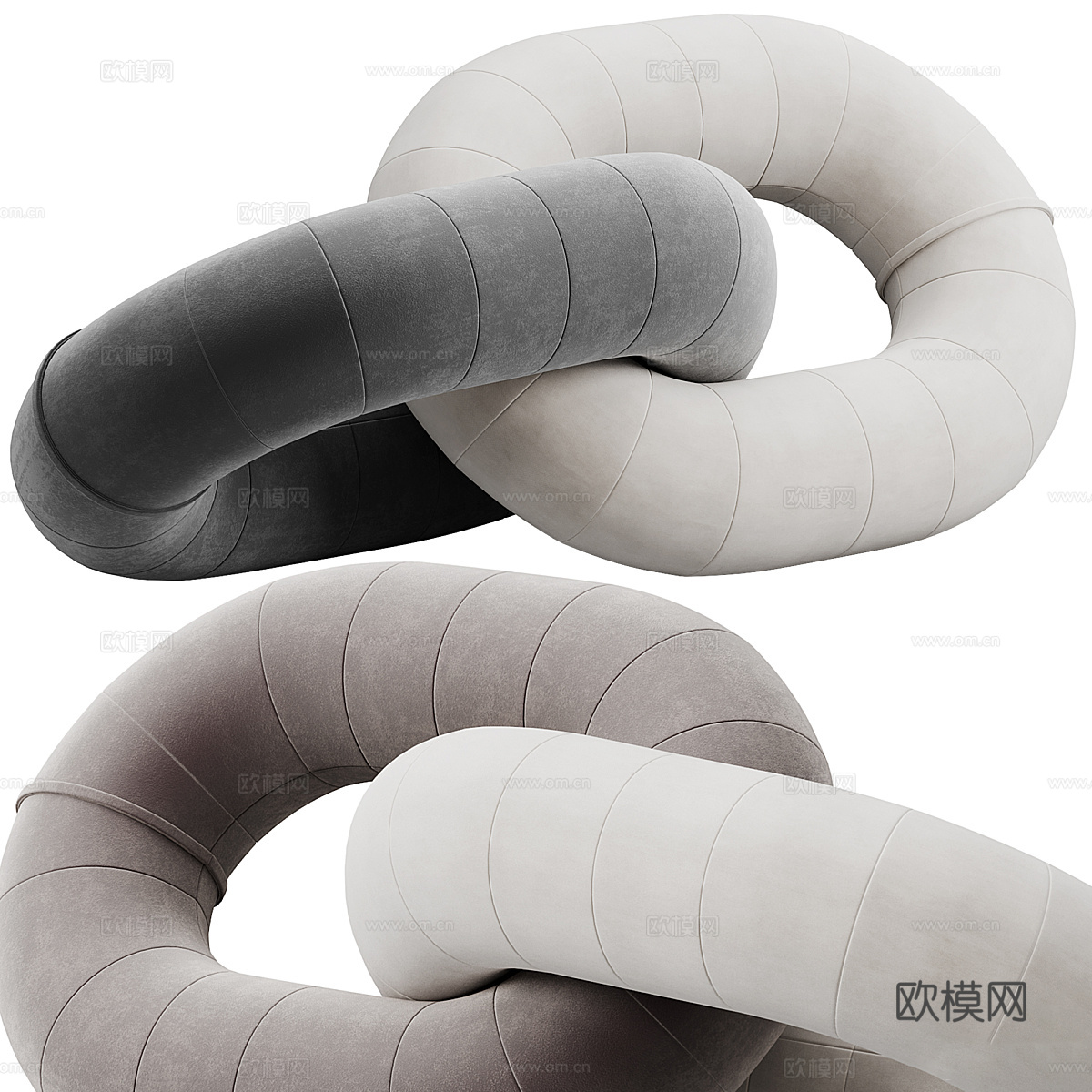现代意式布艺休闲沙发3d模型