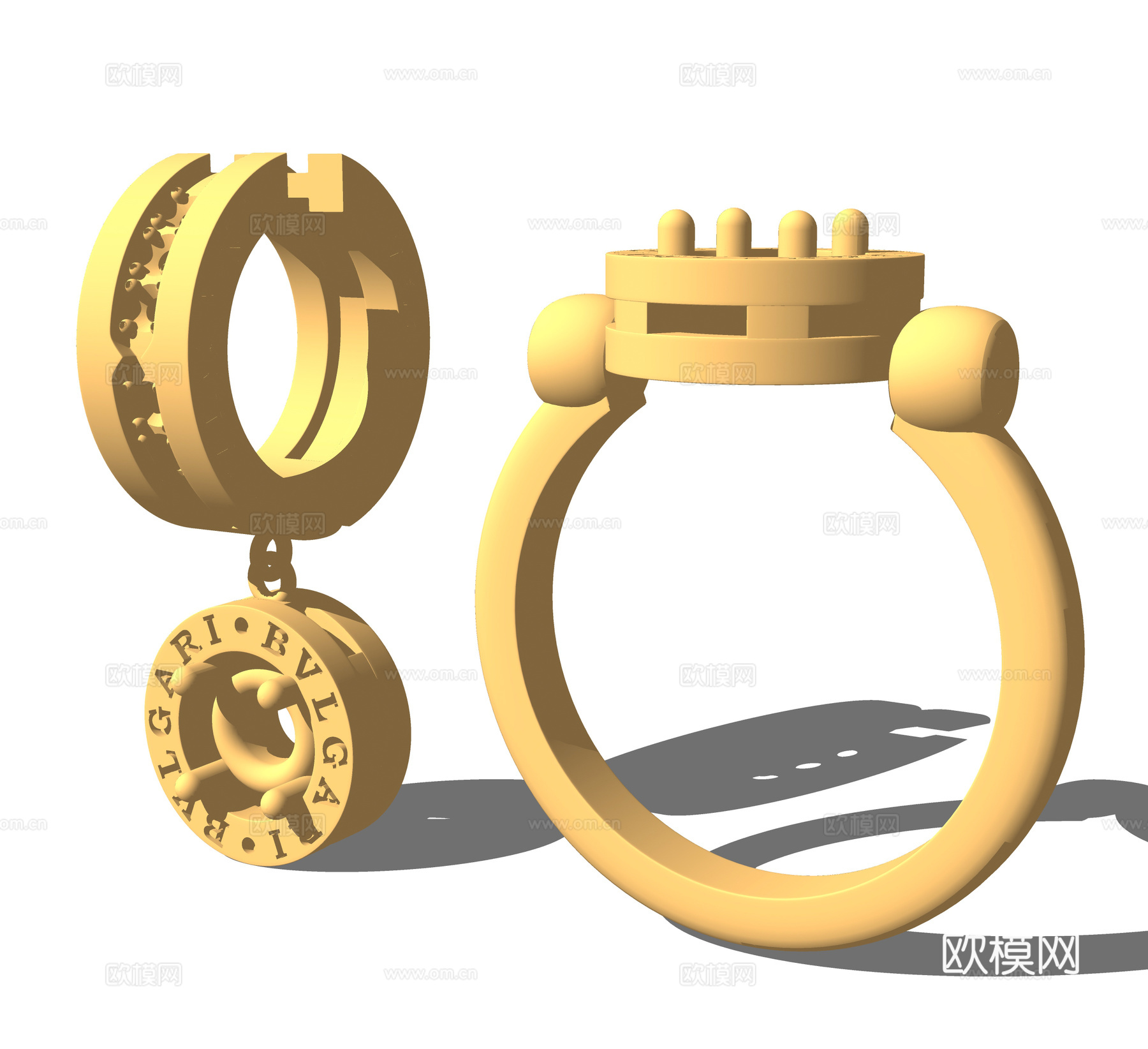 戒指砖戒婚戒 宝石戒指 女士戒指金戒指 宝格丽戒指 珠宝首饰su模型