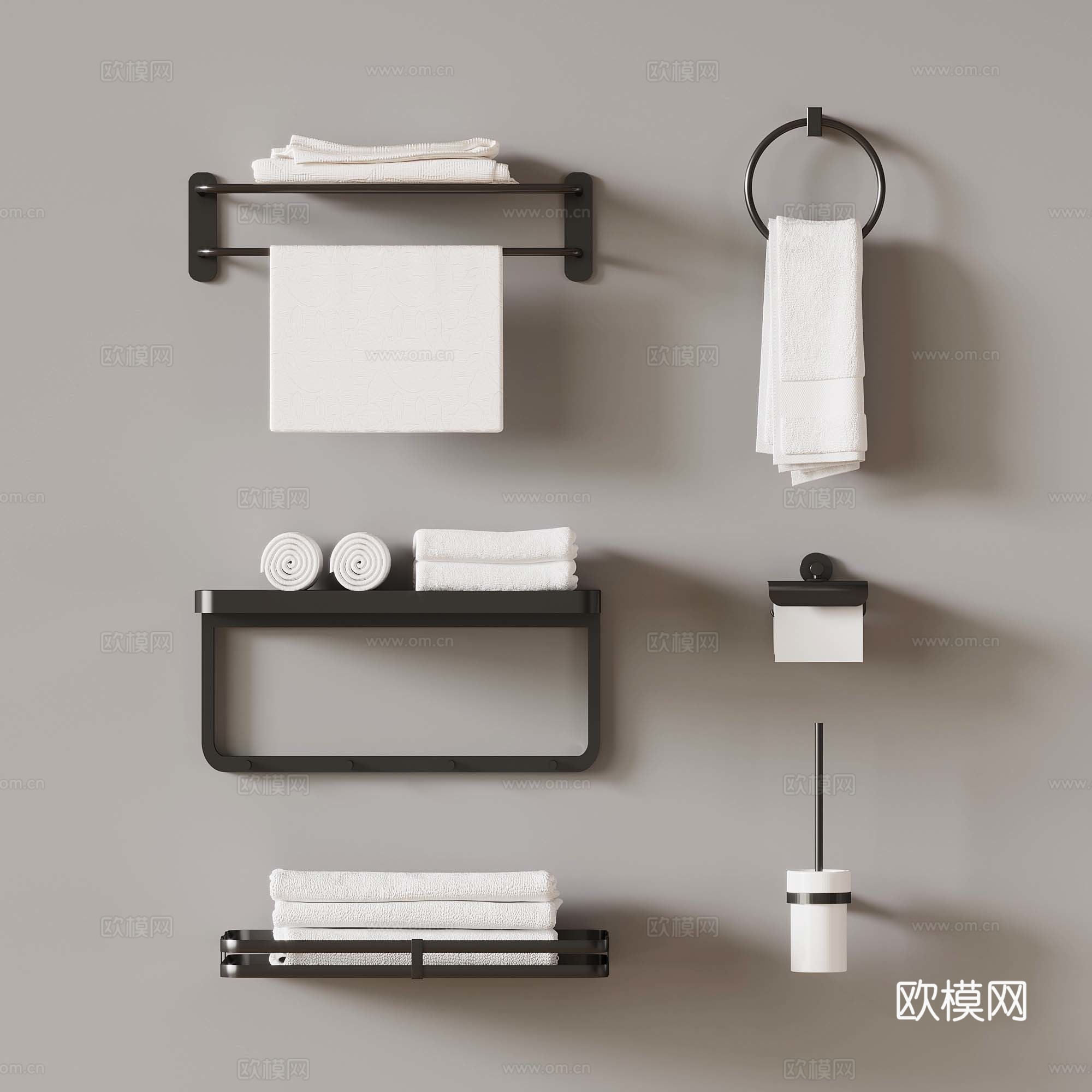 现代卫浴小件 毛巾架3d模型