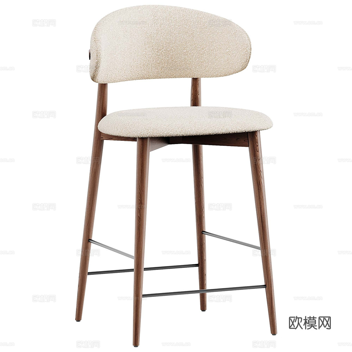新中式木质吧台椅3d模型