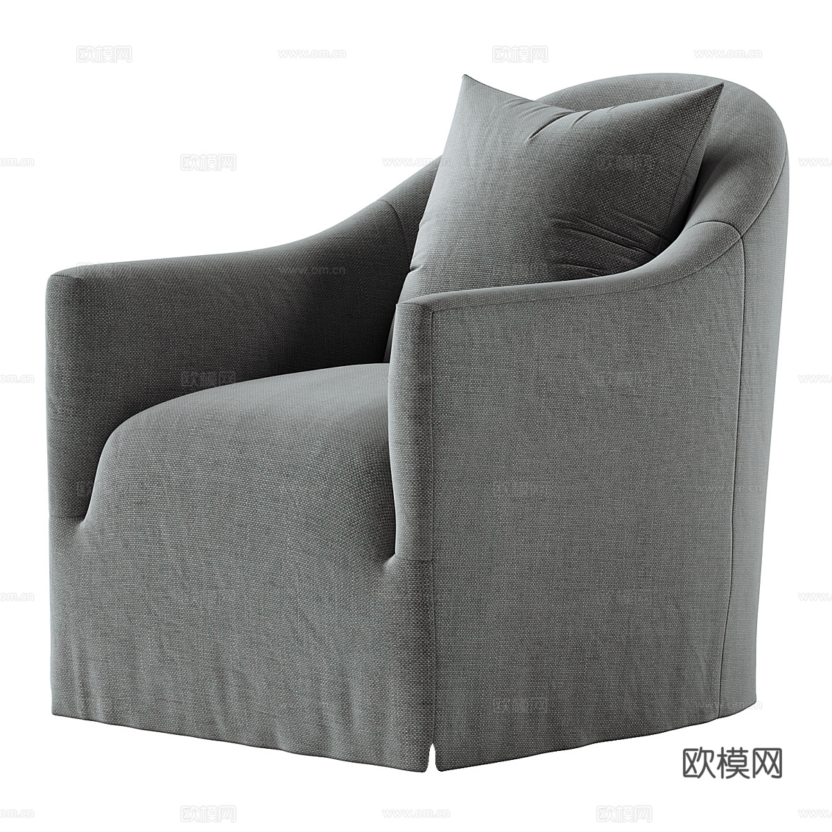 美式简约布艺沙发椅3d模型