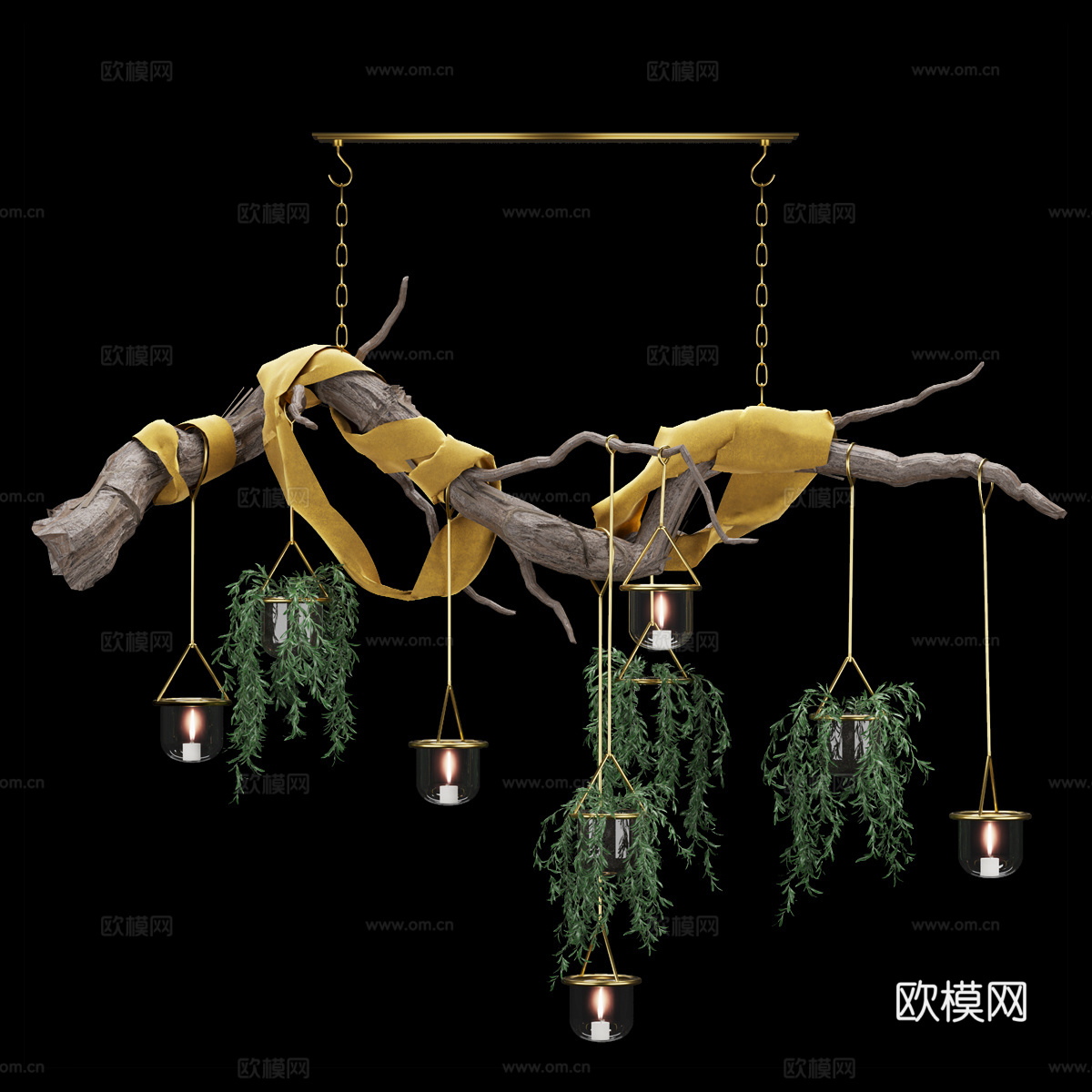 新中式侘寂树枝装饰吊灯3d模型
