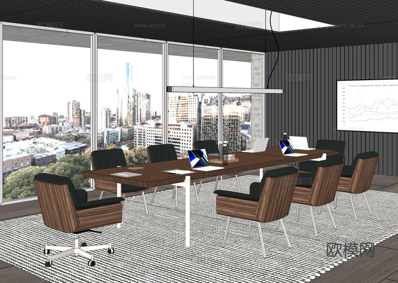 Minotti Daiki会议室 小型会议室 办公椅su模型下载(渲染图2)