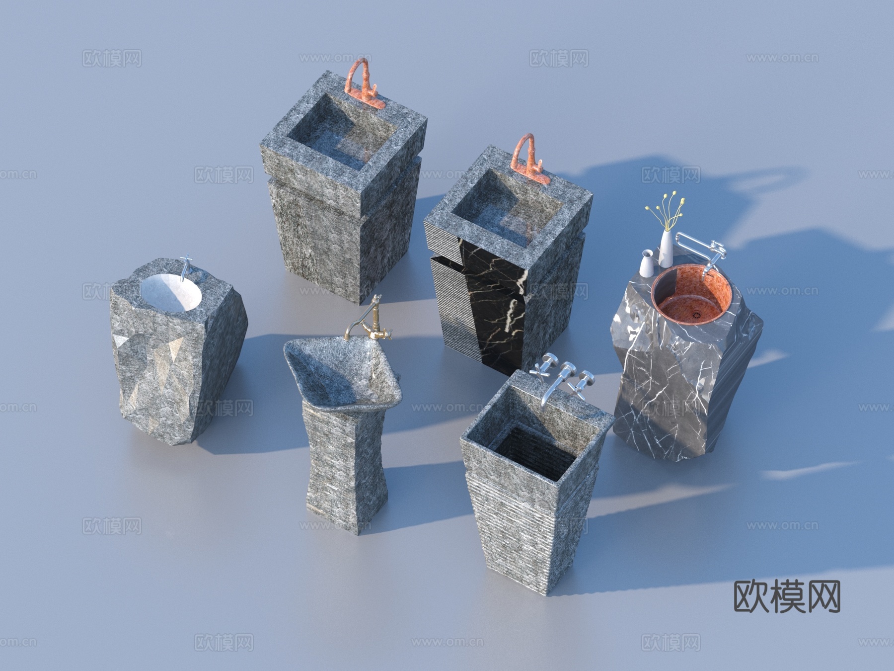 洗手盆 洗手台 石槽3d模型