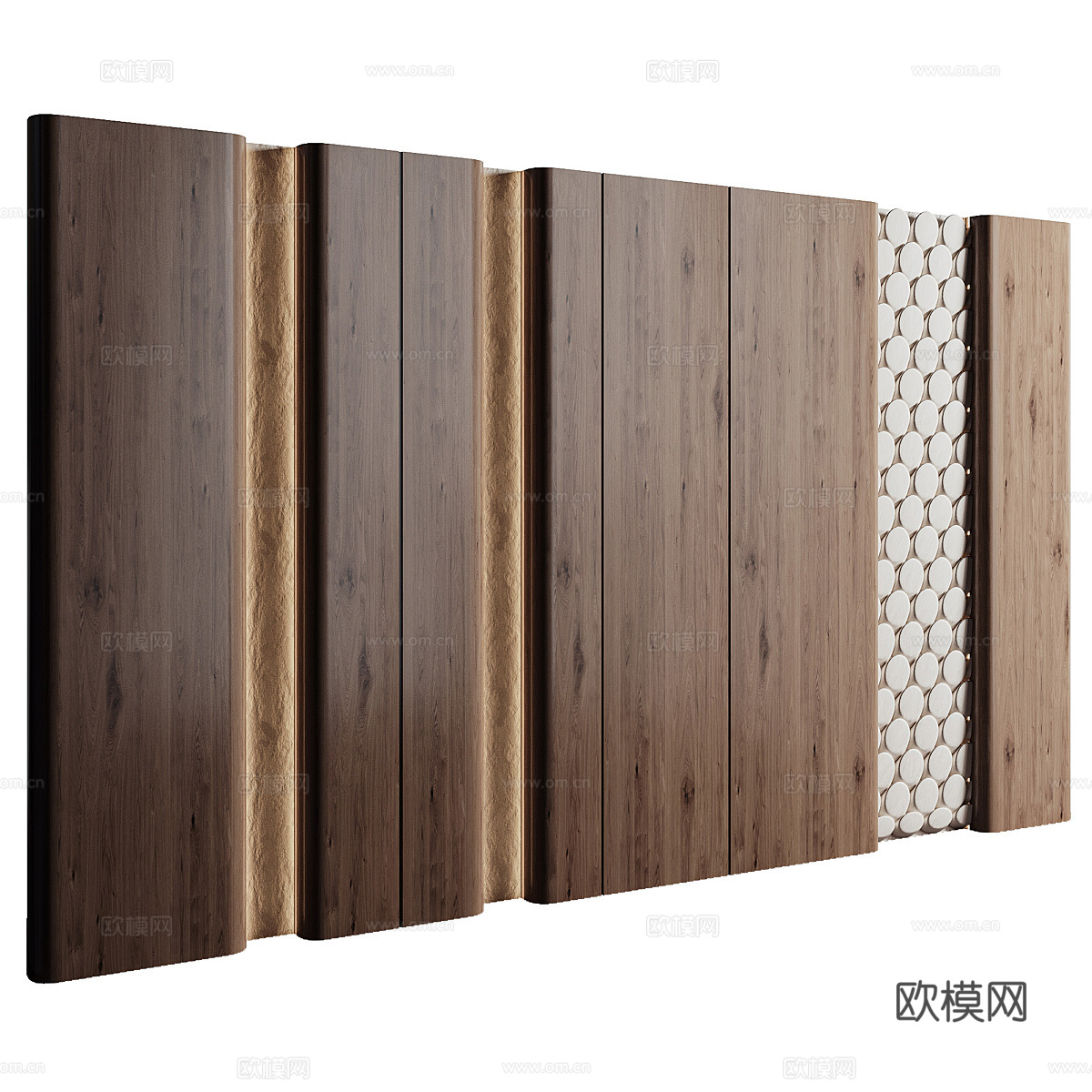 现代意式轻奢木饰面背景墙3d模型