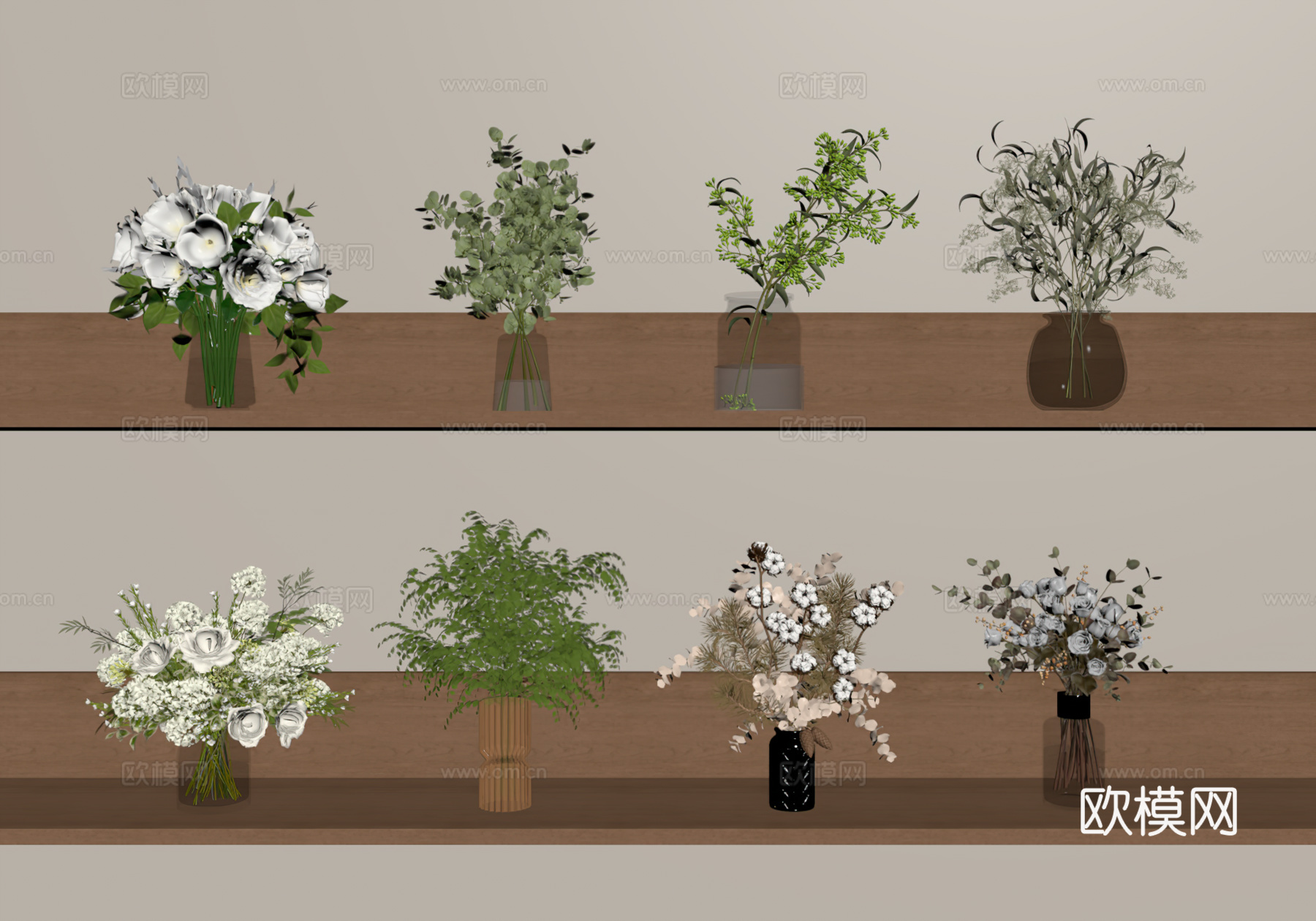 现代花瓶花艺su模型