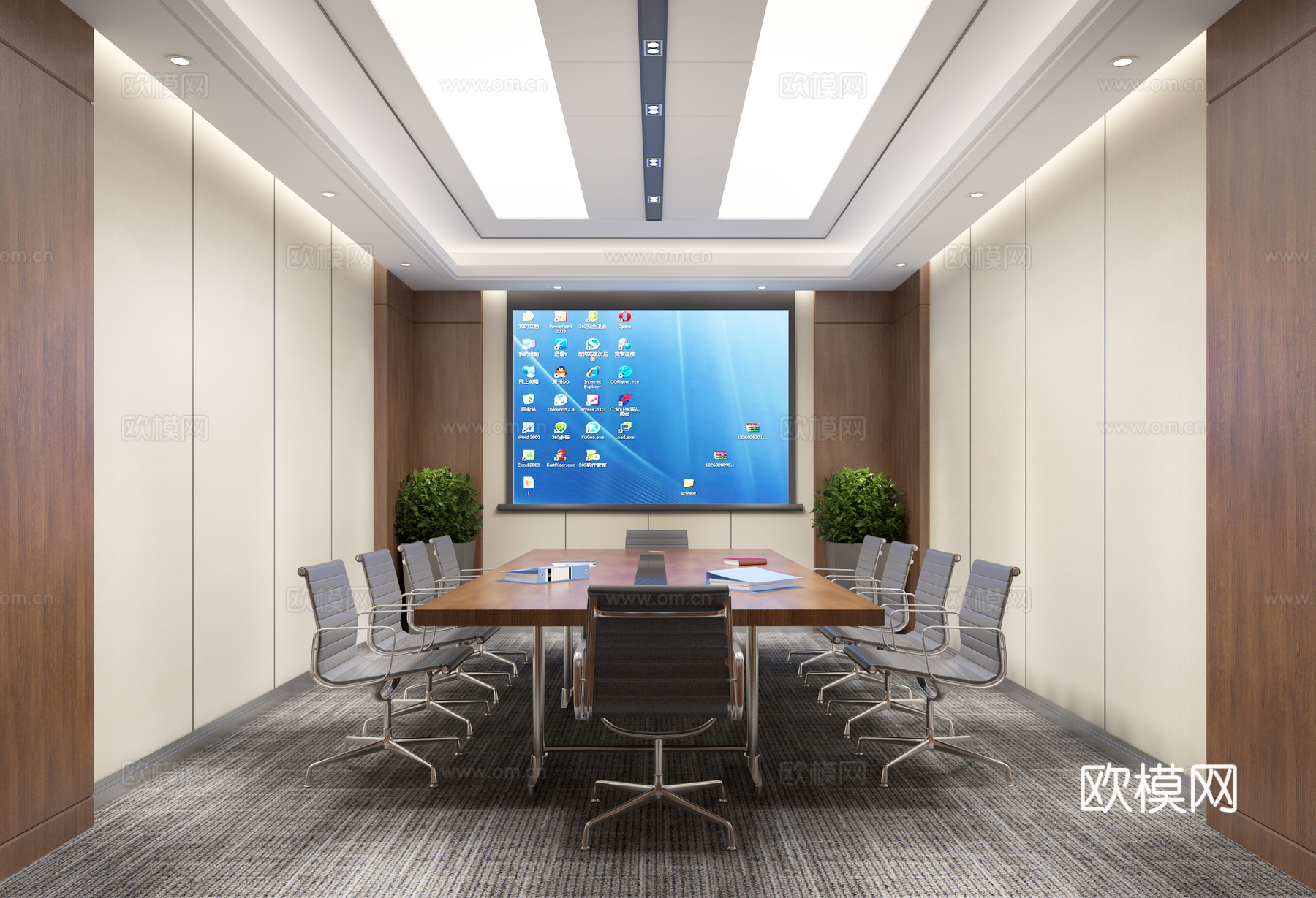 现代小型会议室会议3d模型