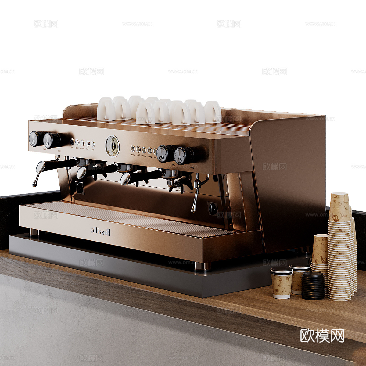 现代意式咖啡吧台 酒吧台3d模型