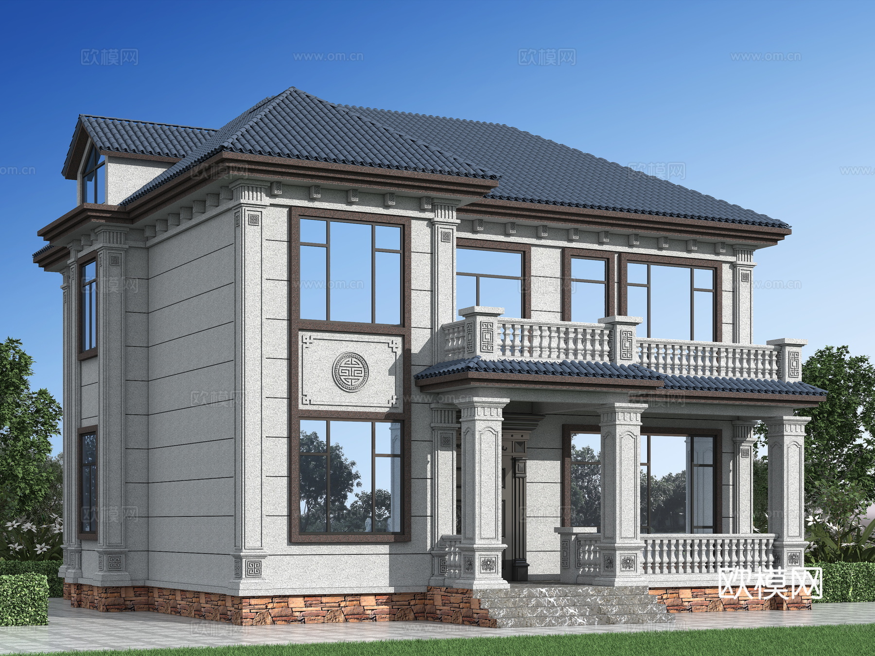 自建房别墅 中式 新中式别墅3d模型