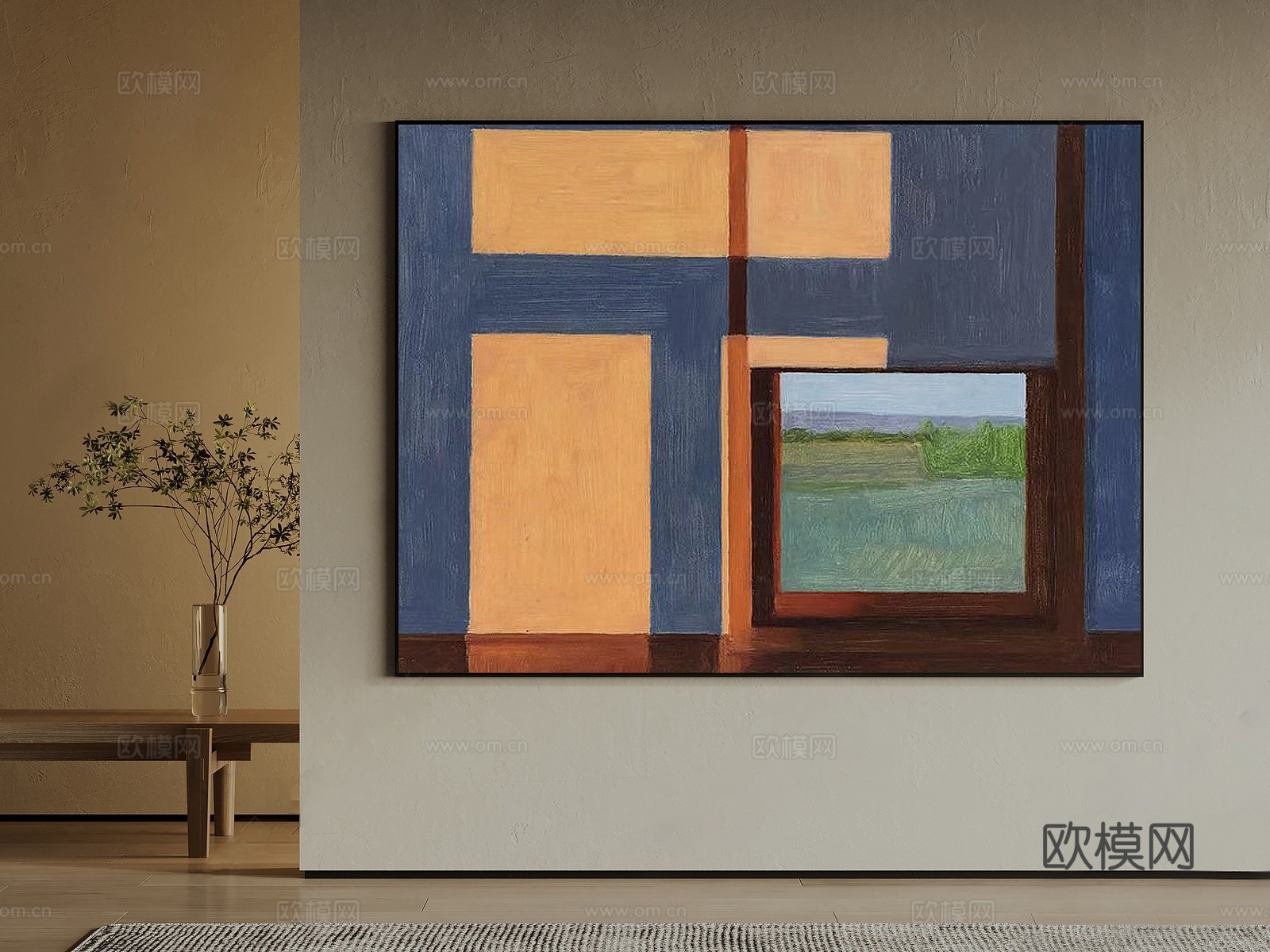 中古装饰挂画 侘寂复古装饰画 抽象艺术装饰画 现代简约装饰画3d模型