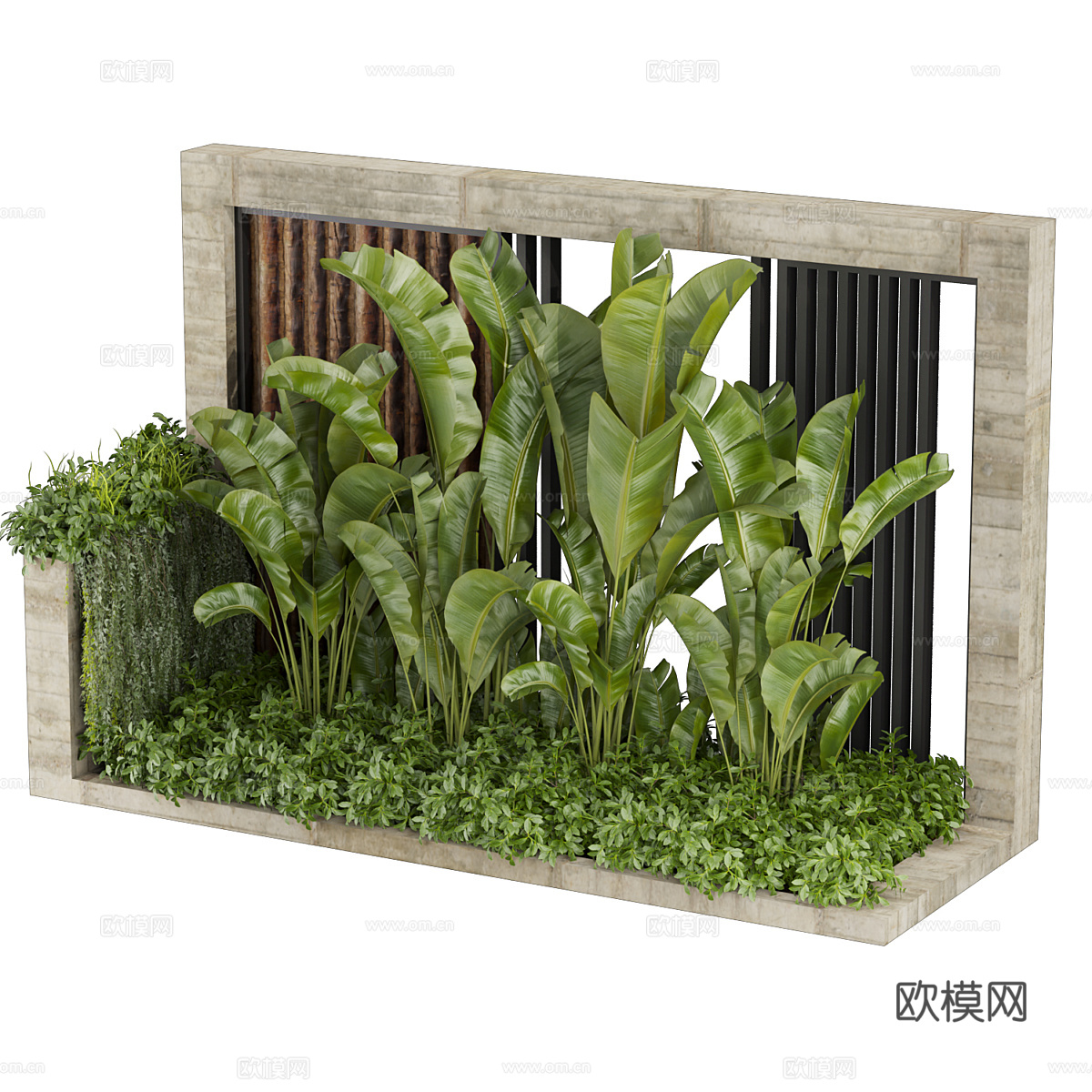 现代绿植植物堆3d模型