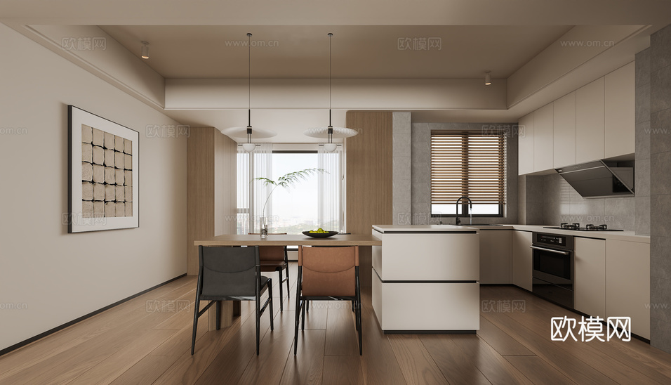 現(xiàn)代餐廳3d模型下載(渲染圖2)