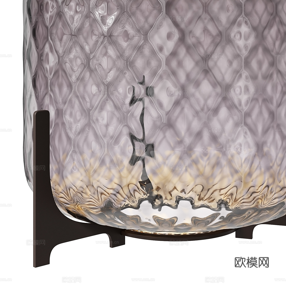 现代意式轻奢玻璃圆边几3d模型