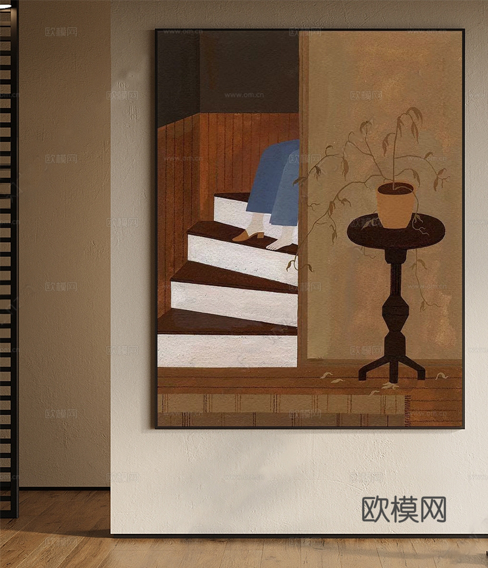 法式中古挂画_客厅挂画_玄关挂画_书房挂画_复古挂画_卧室3d模型