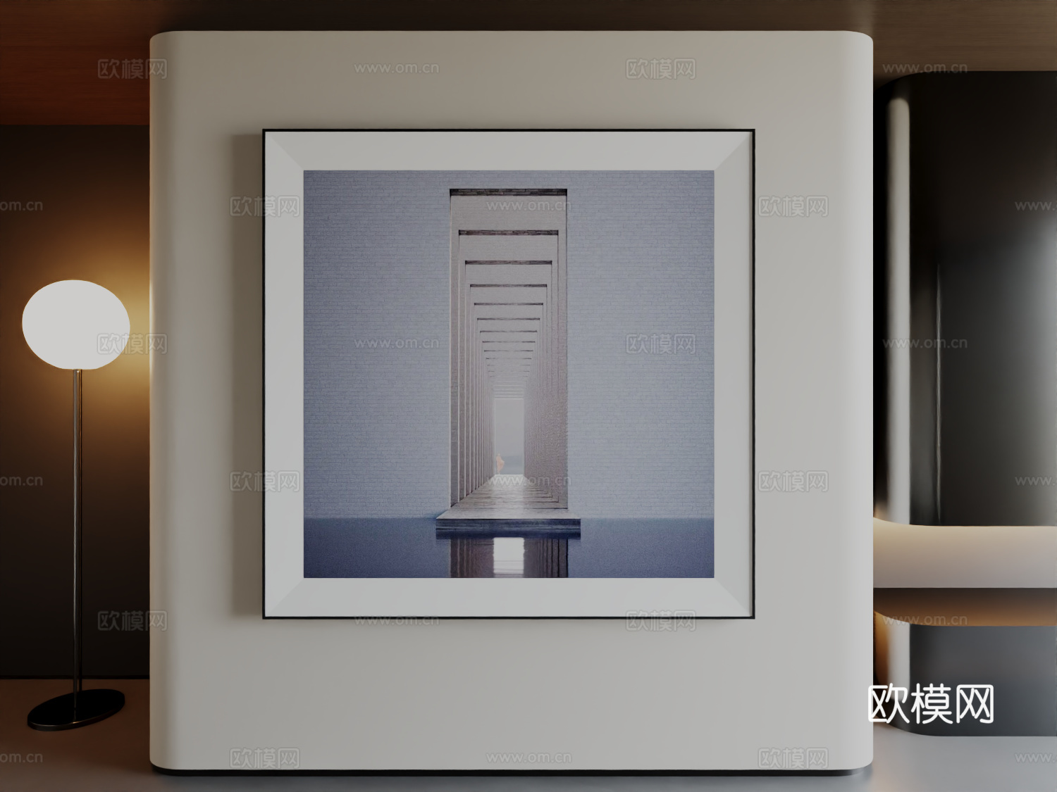 现代极简高级挂画意式简约抽象艺术挂画3d模型