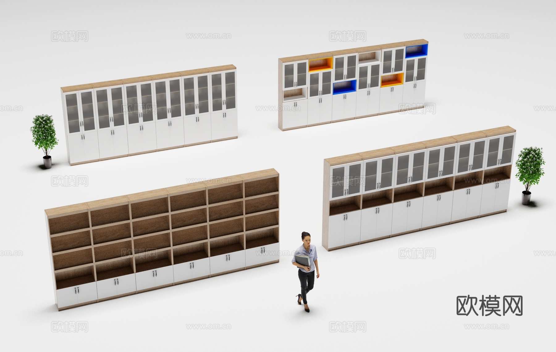 现代书柜 展示柜 文件柜3d模型