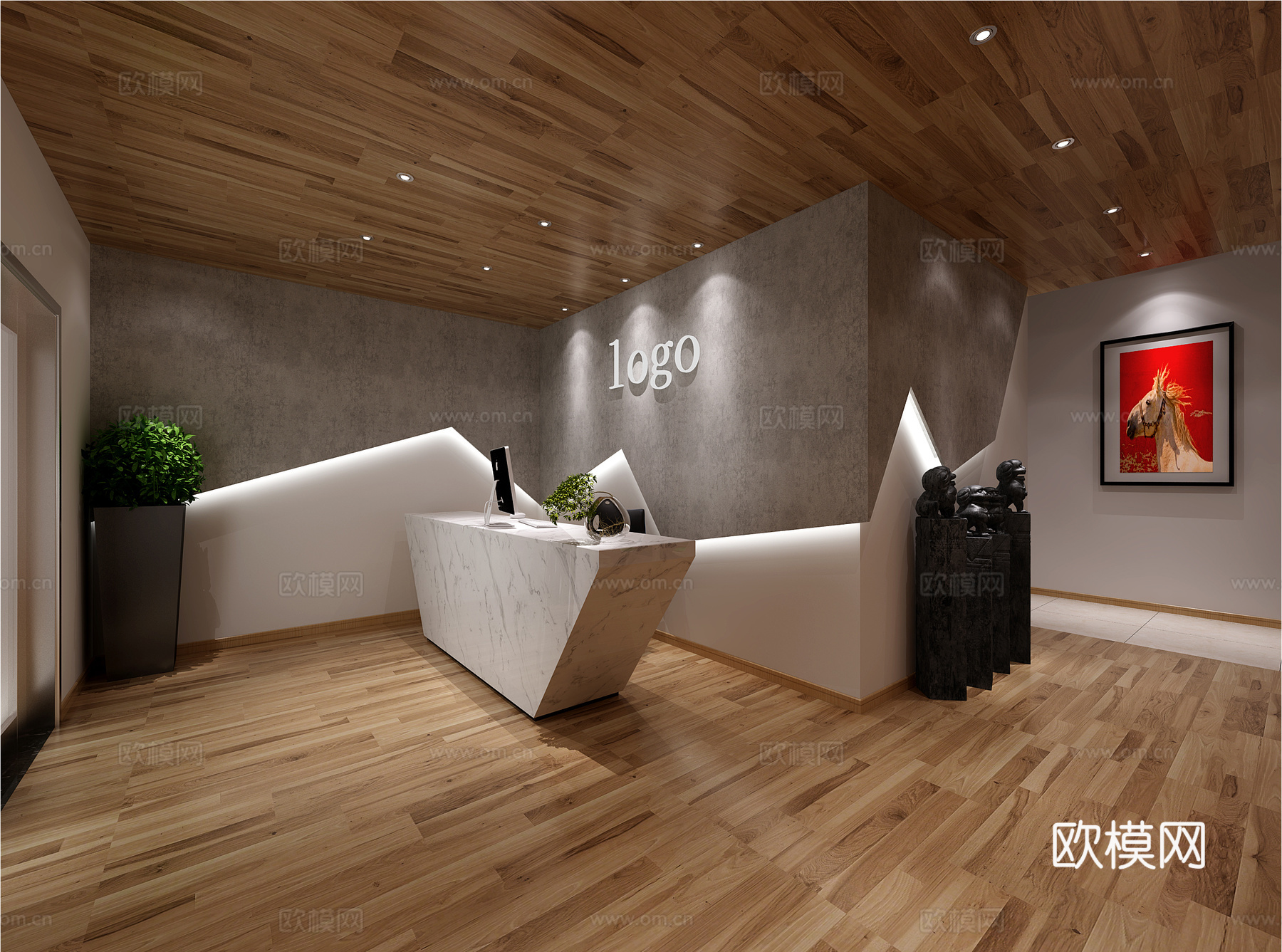 现代公共空间 公司前台3d模型