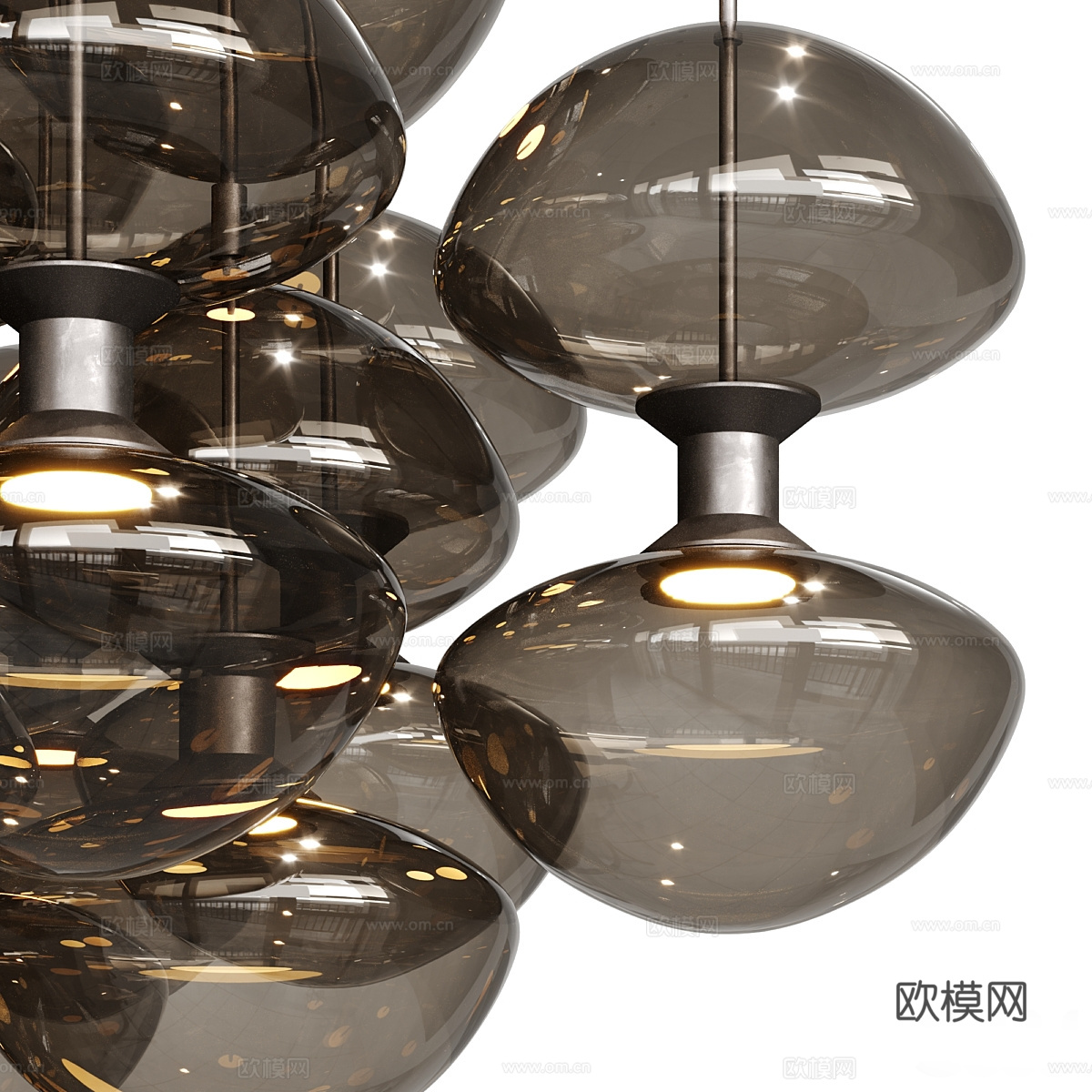 现代意式轻奢玻璃装饰吊灯3d模型