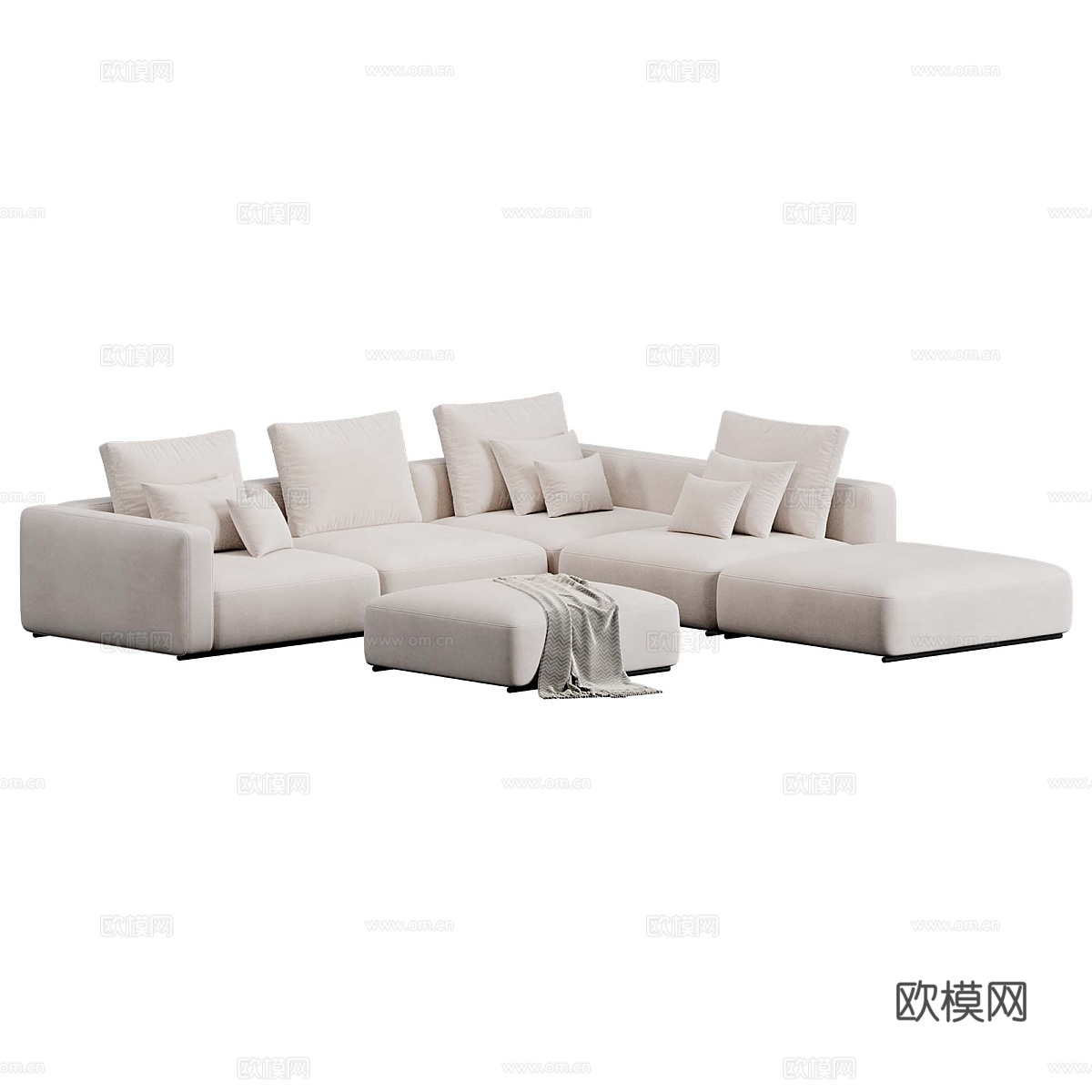 现代意式布艺休闲组合沙发3d模型