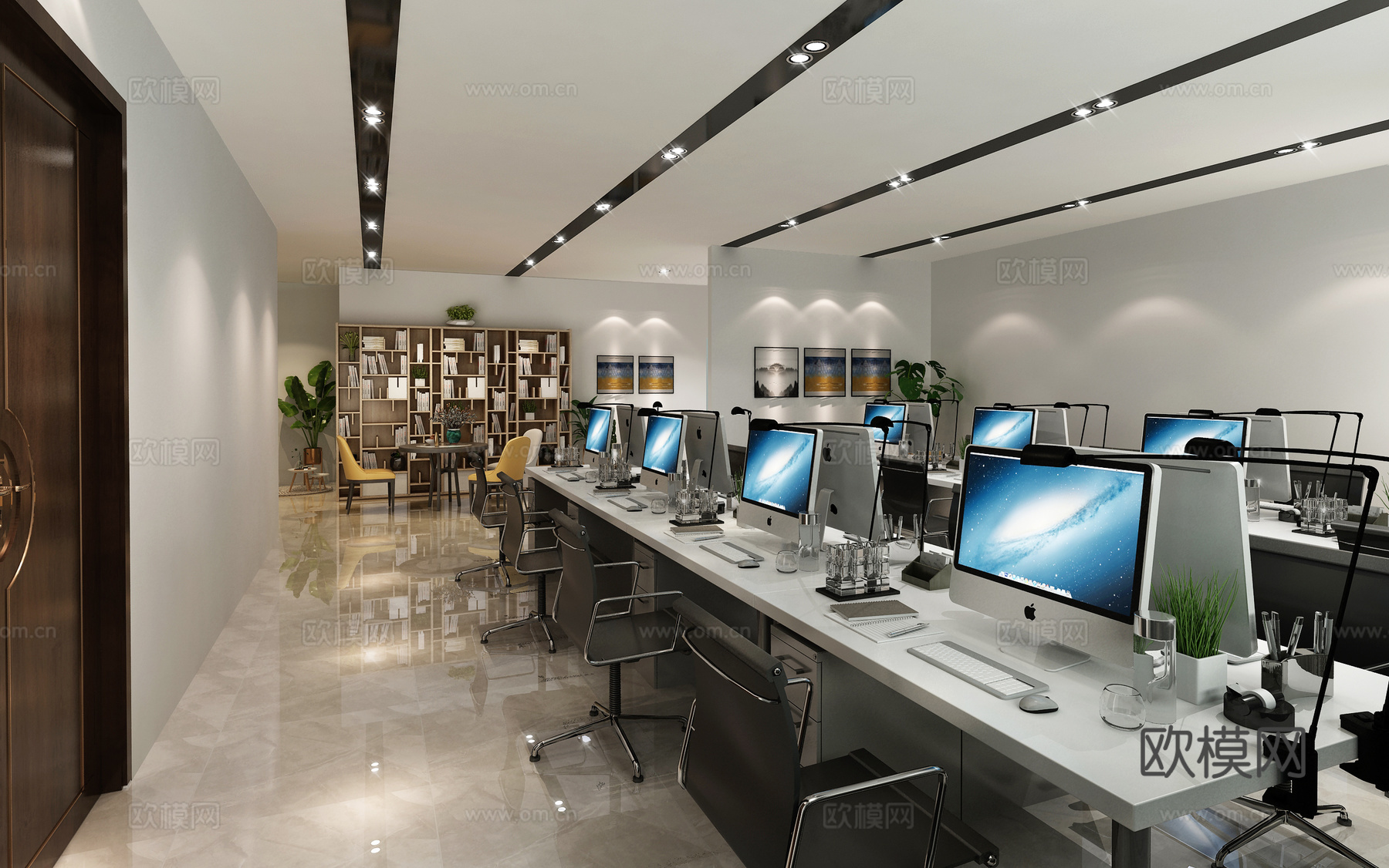 现代公共办公区3d模型