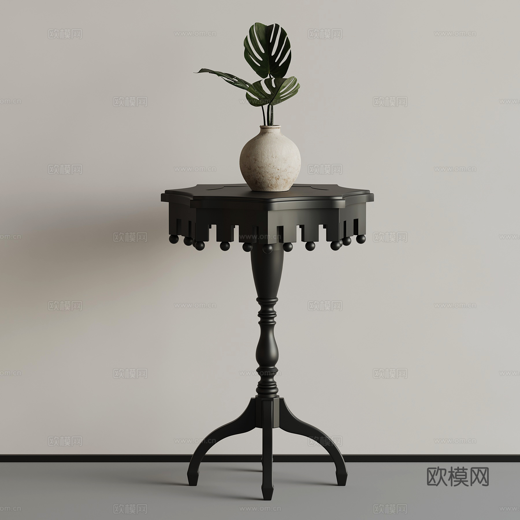法式边几 绿植su模型