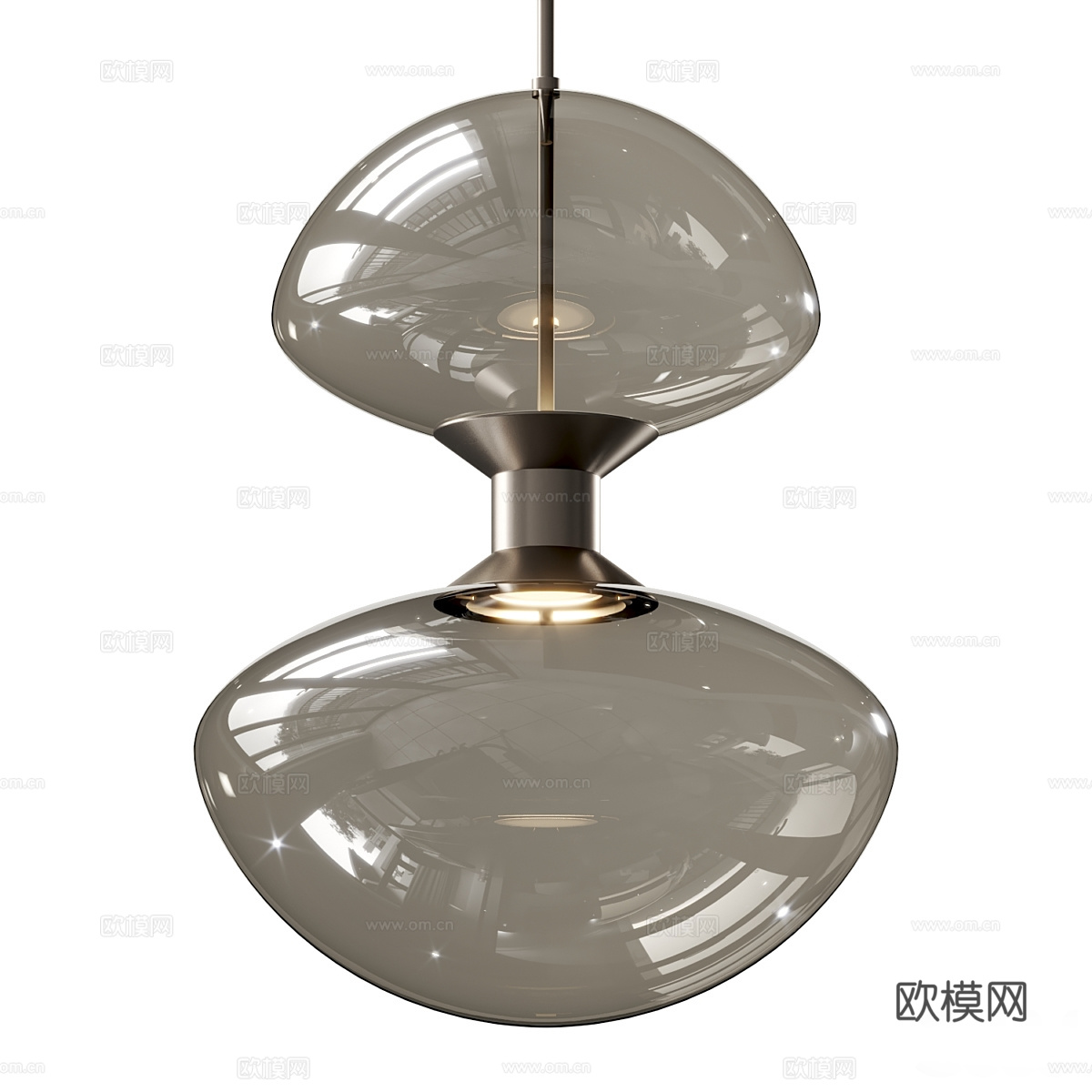 现代意式轻奢玻璃装饰吊灯3d模型