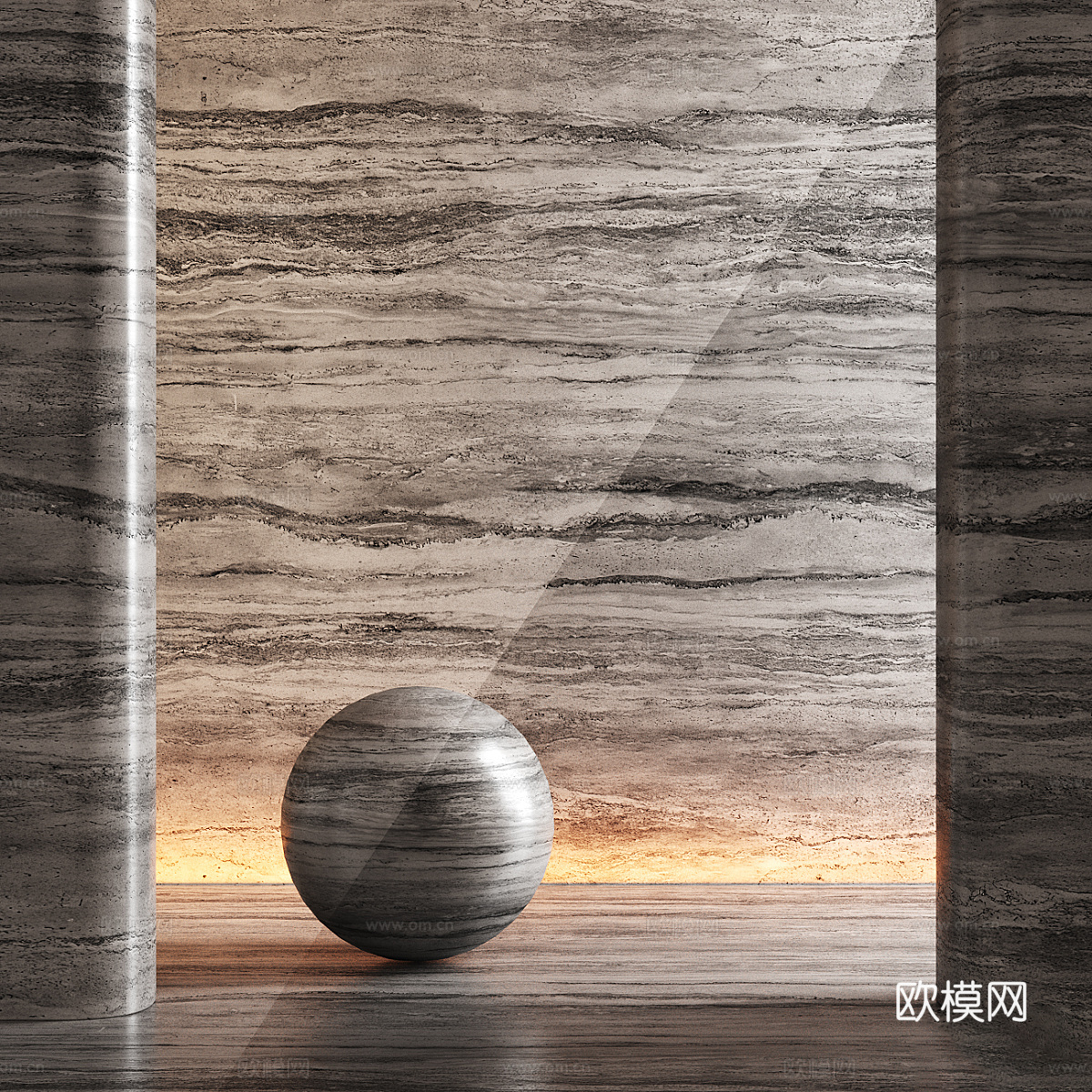 新中式侘寂石材 洞石 岩板 奢石 PU石材3d模型