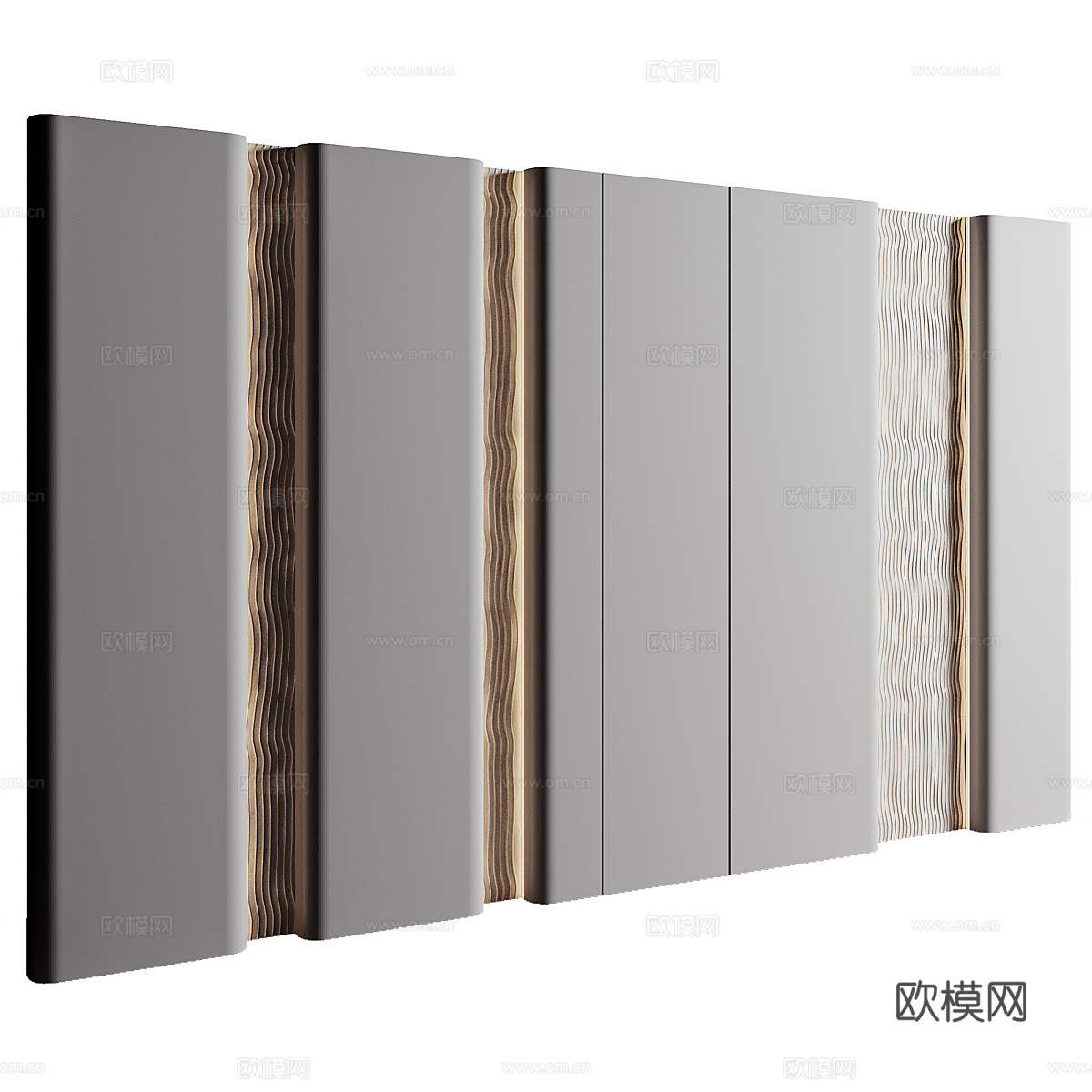 现代意式轻奢木饰面背景墙3d模型