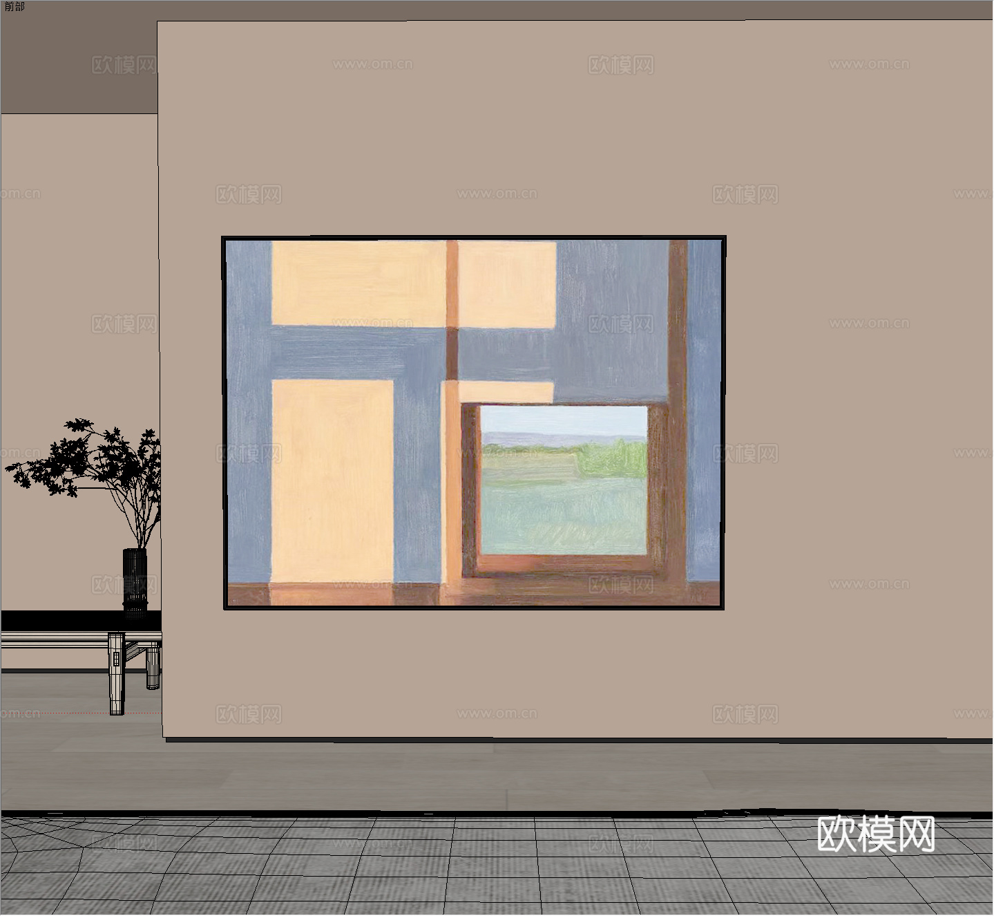 中古装饰挂画 侘寂复古装饰画 抽象艺术装饰画 现代简约装饰画3d模型
