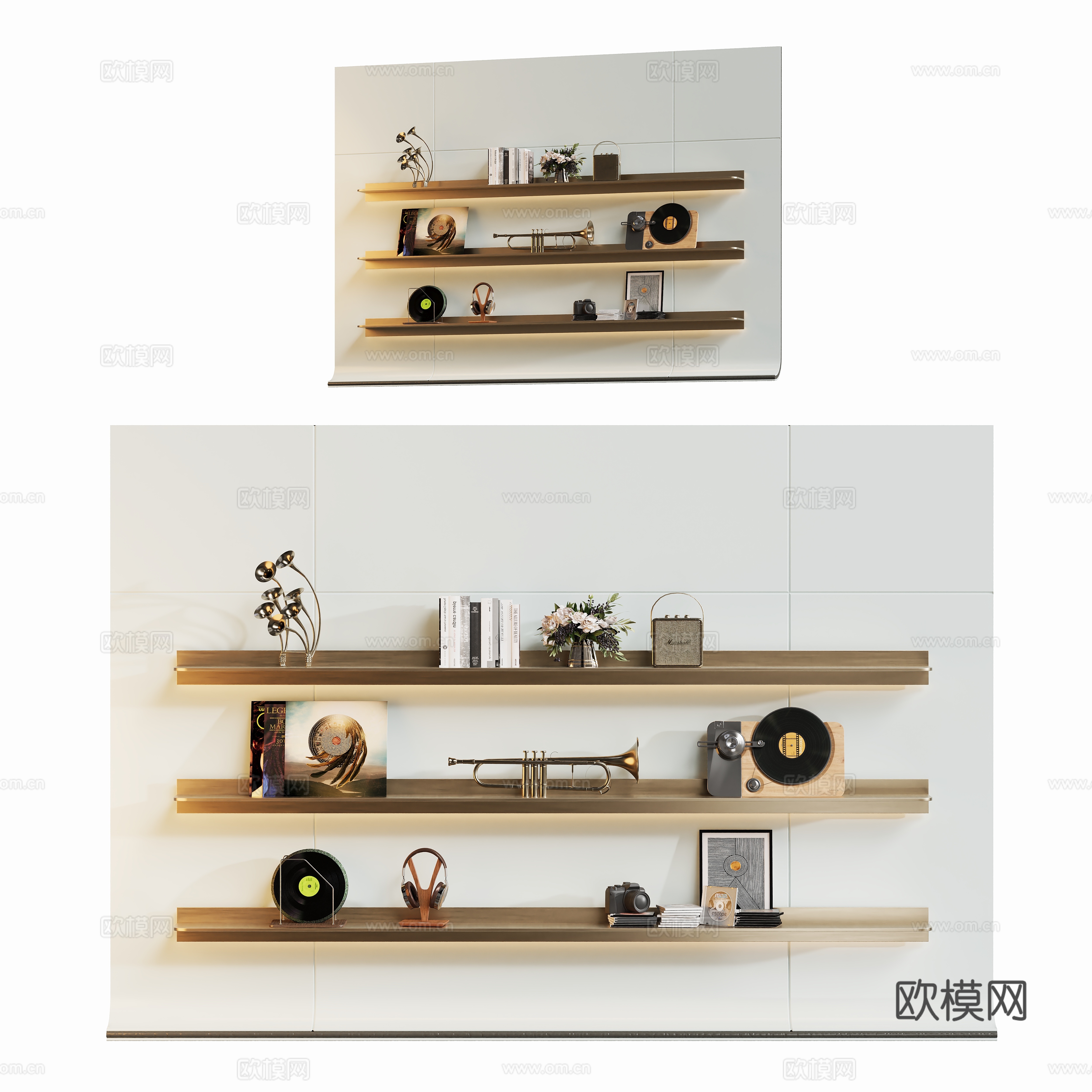 现代轻奢隔板书架支架3d模型