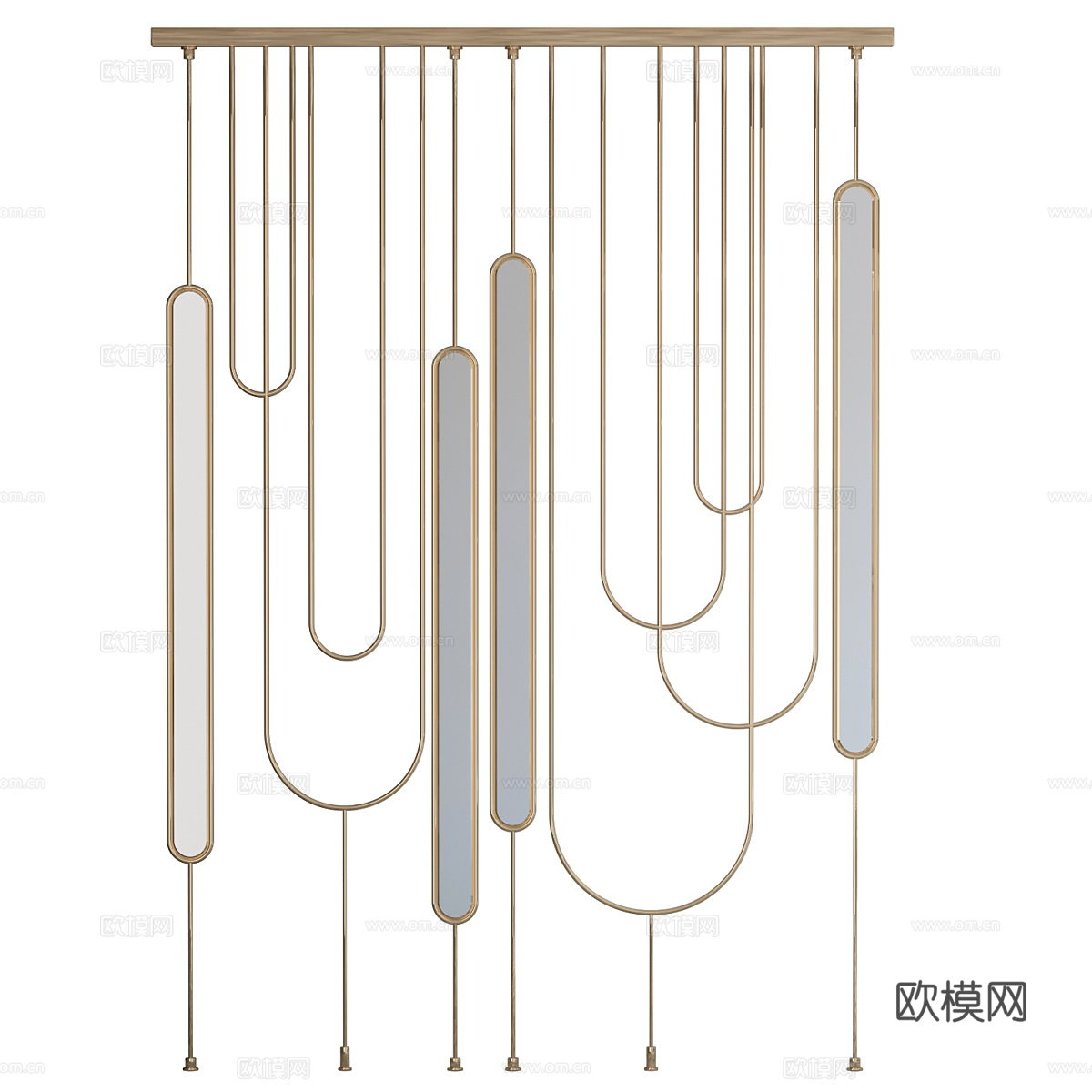 新中式轻奢不锈钢金属屏风3d模型