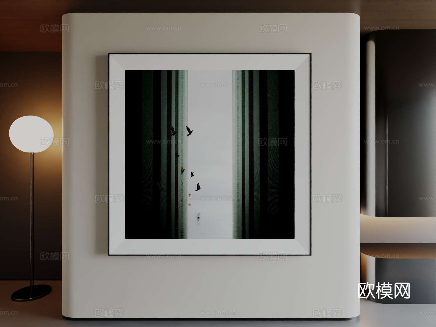 现代极简高级挂画意式简约抽象艺术挂画3d模型