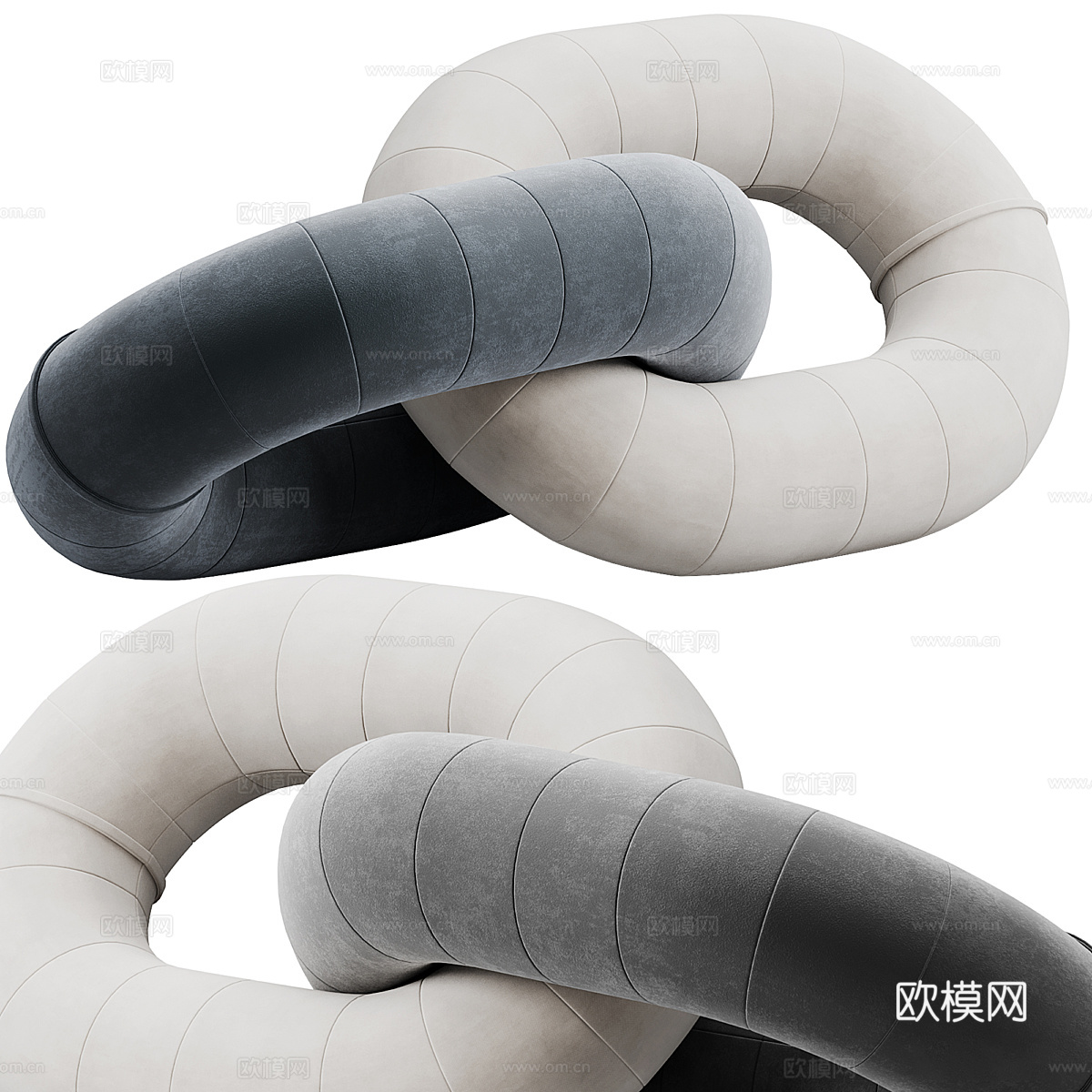 现代意式布艺休闲沙发3d模型