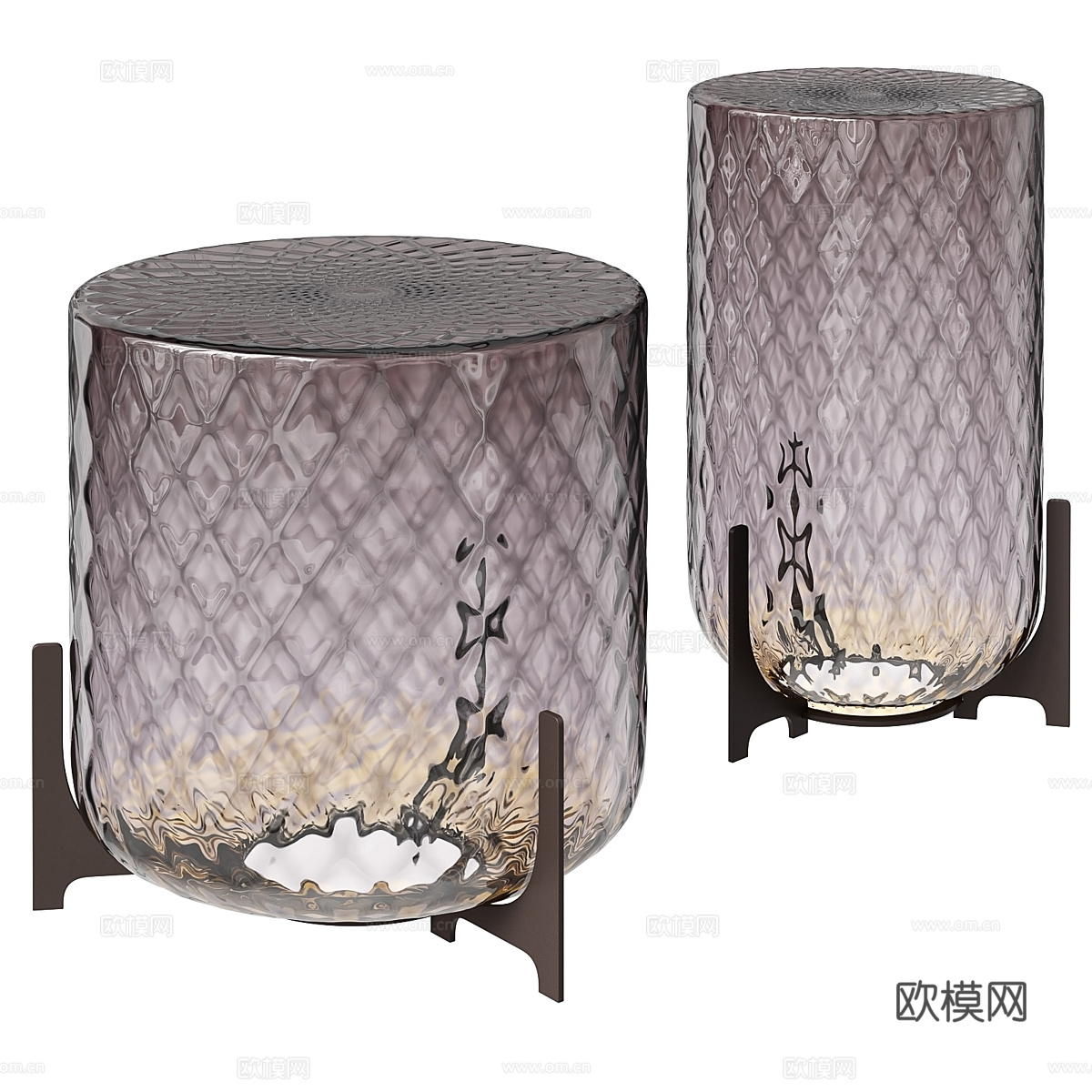 现代意式轻奢玻璃圆边几3d模型