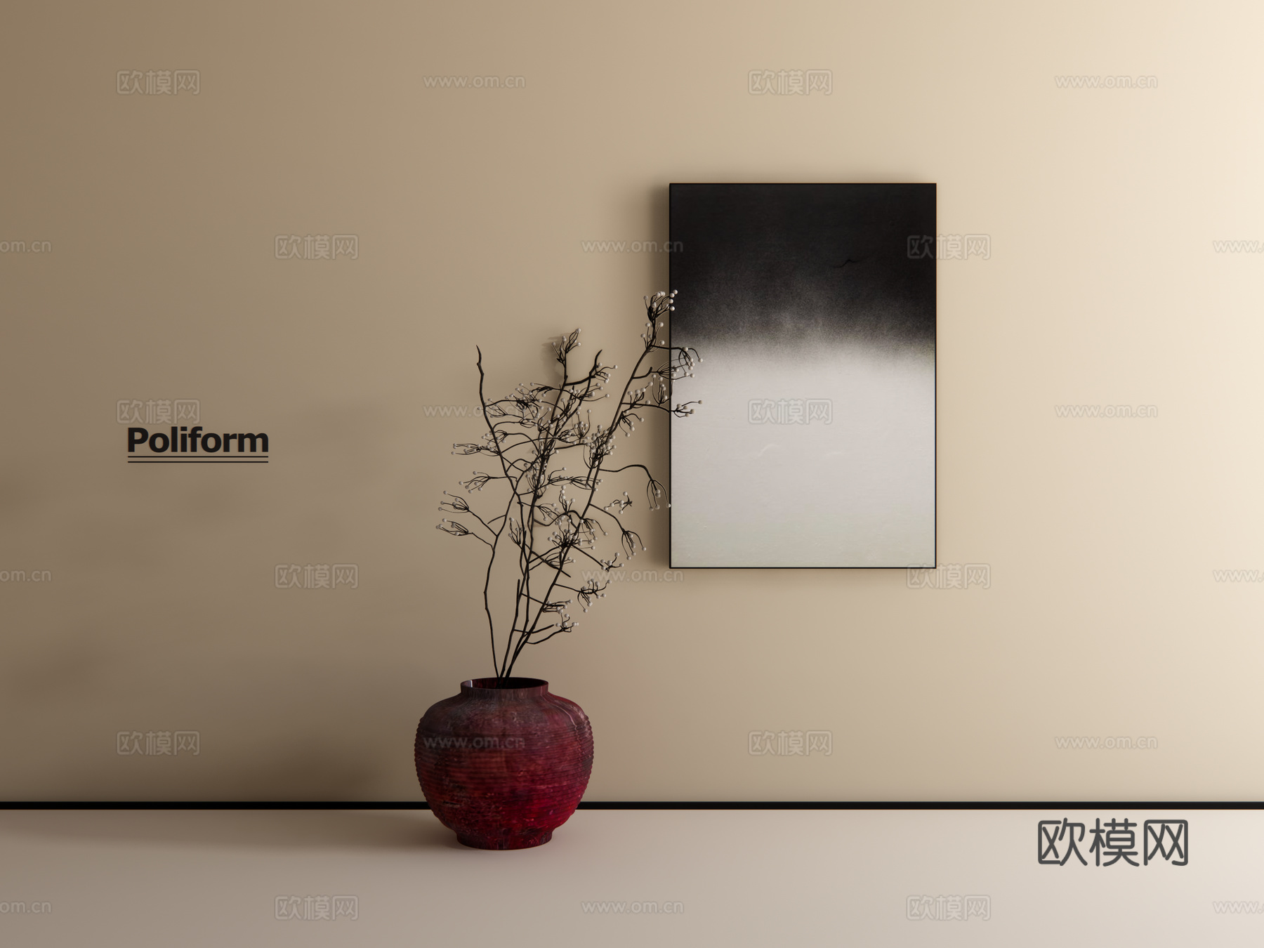 新中式花瓶花艺摆件su模型