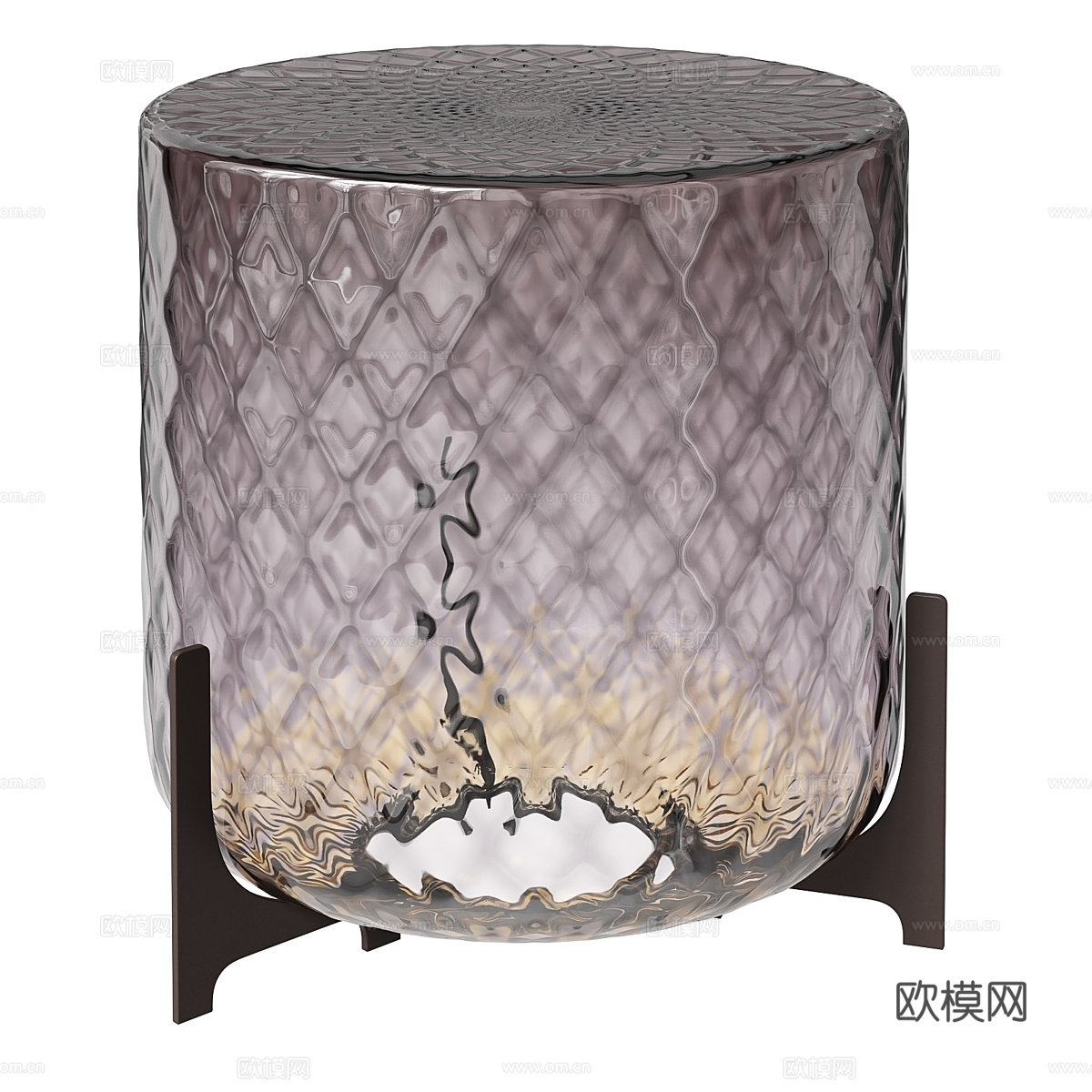 现代意式轻奢玻璃圆边几3d模型