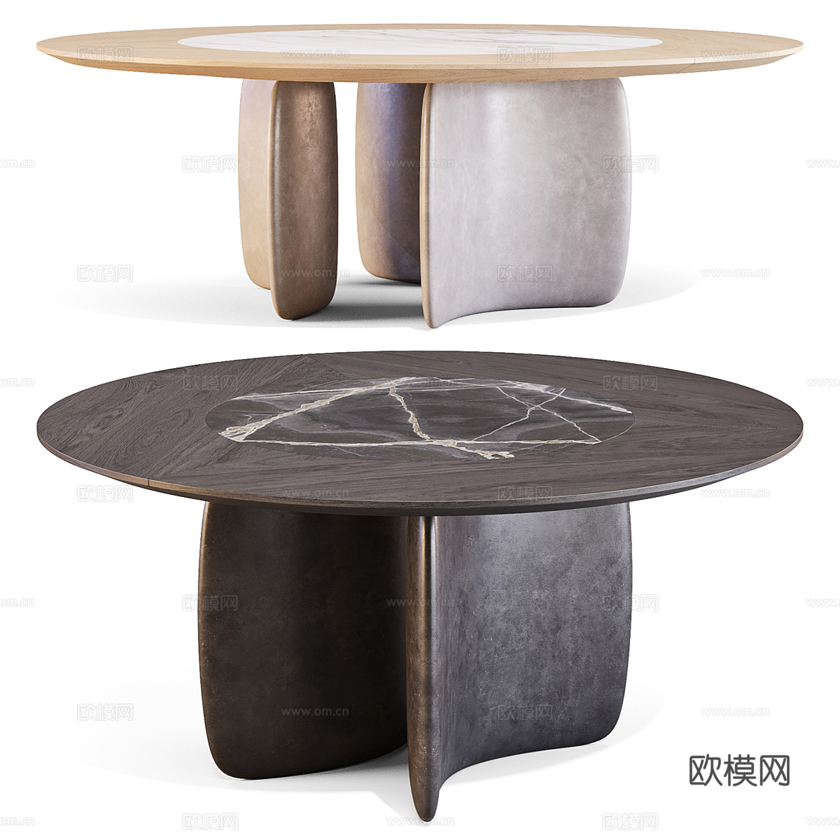 现代意式轻奢圆餐桌3d模型