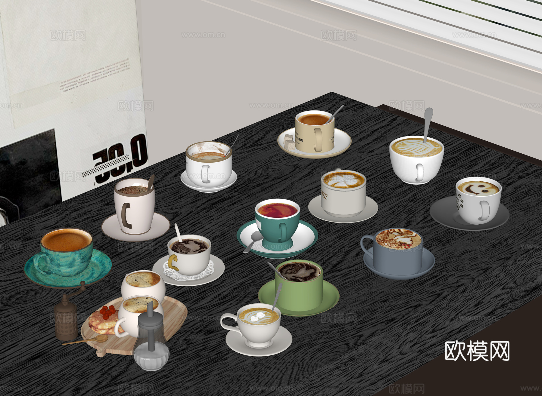 陶瓷咖啡杯 茶杯 水杯 茶勺su模型