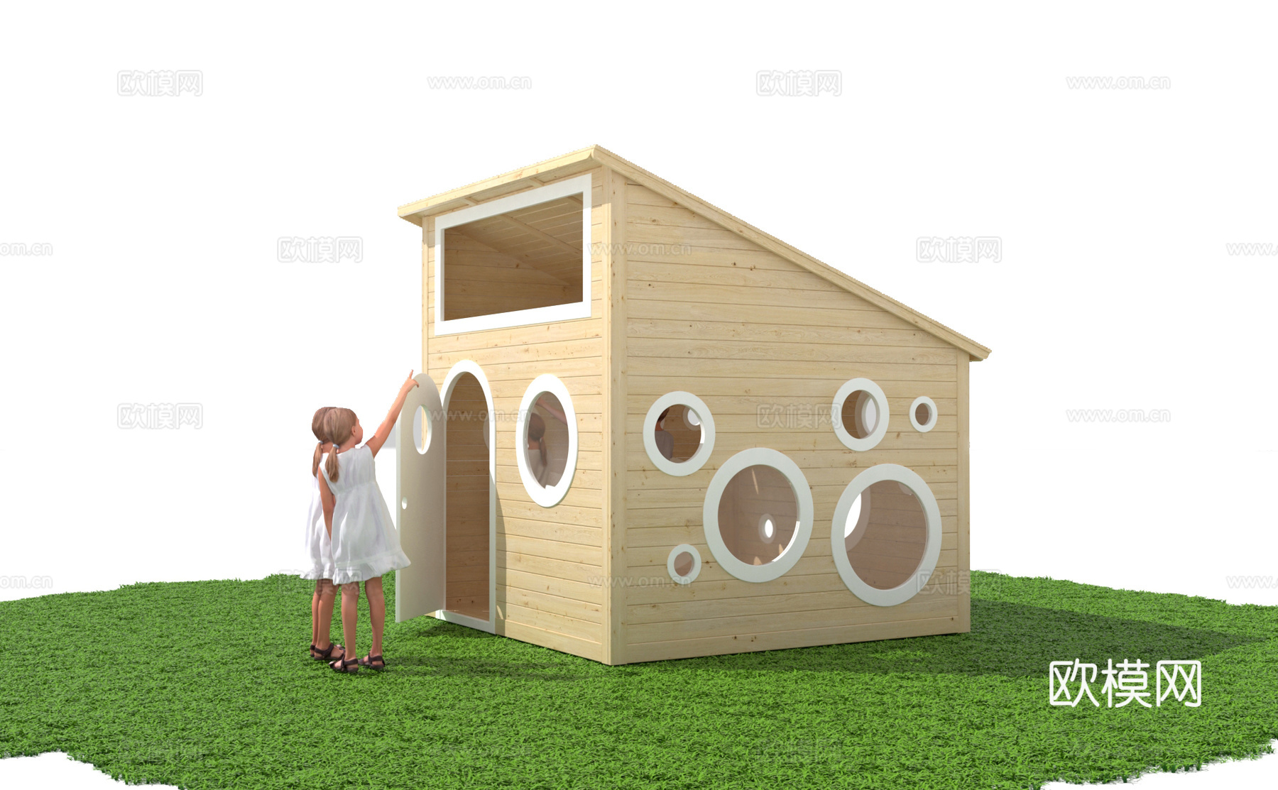 现代儿童小木屋 儿童情景教育木屋 移动木屋 儿童玩具屋3d模型