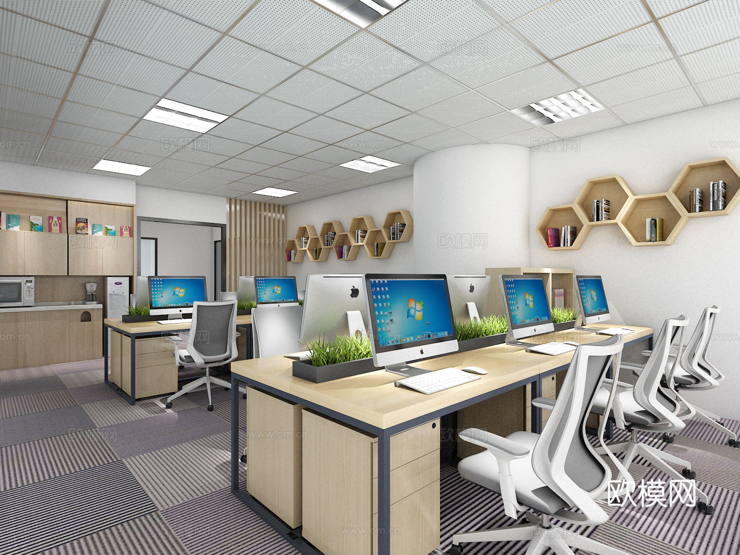 现代办公室前台3d模型