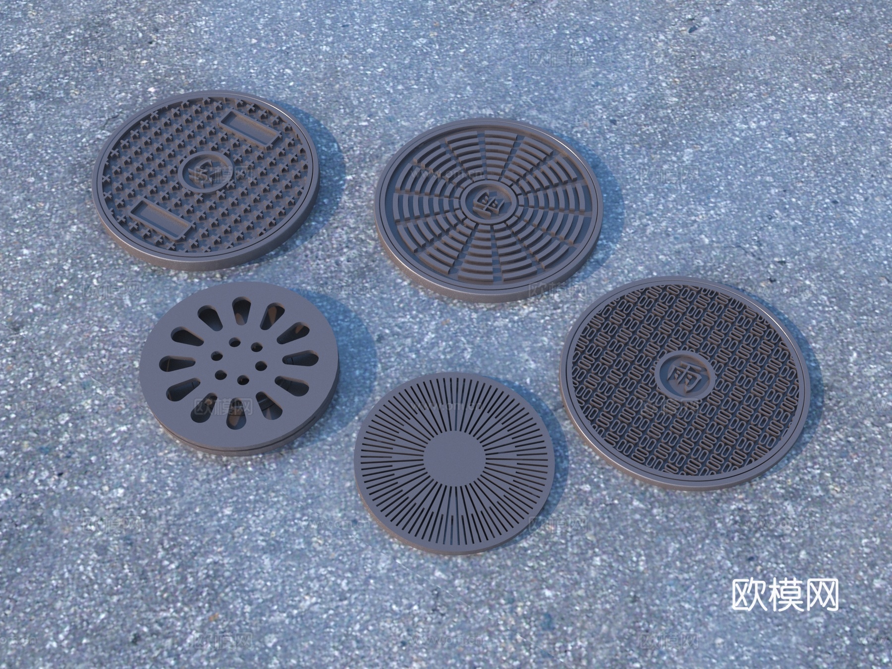 井盖 下水道 排水口 排污口 室外小品3d模型