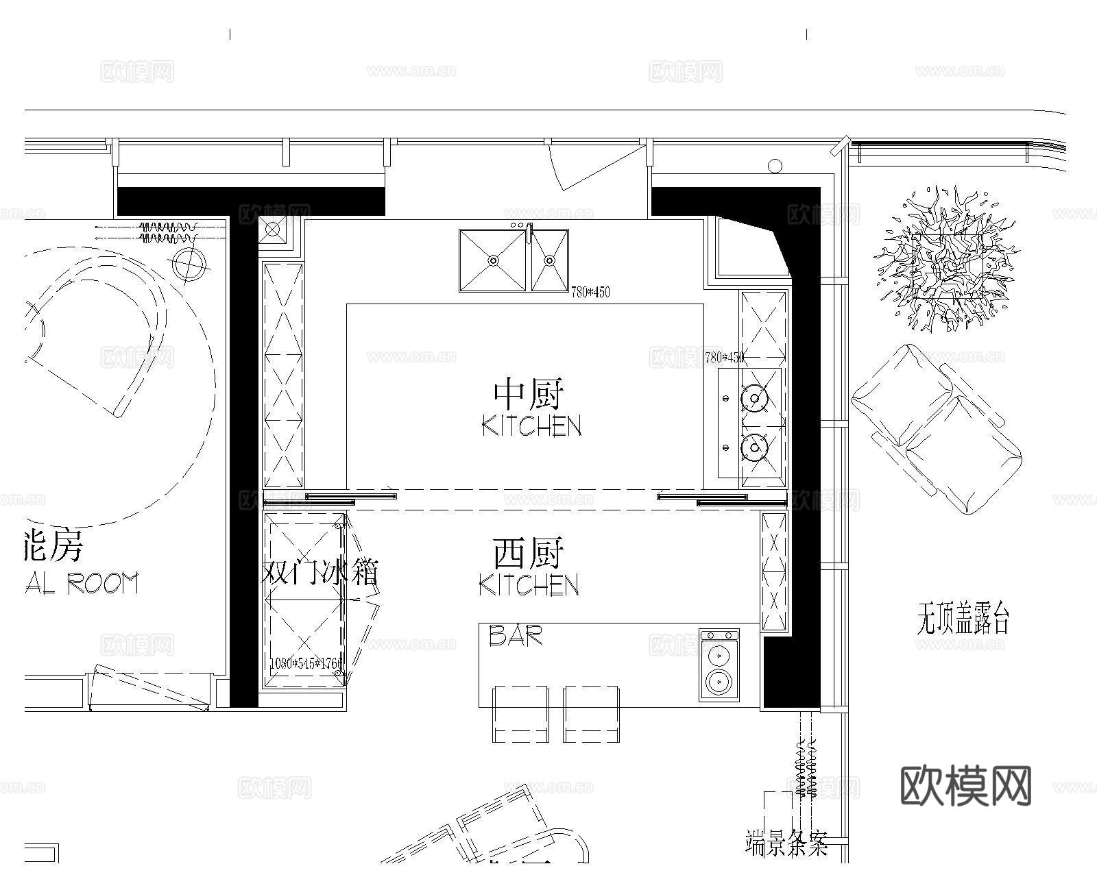 厨房CAD施工图cad施工图