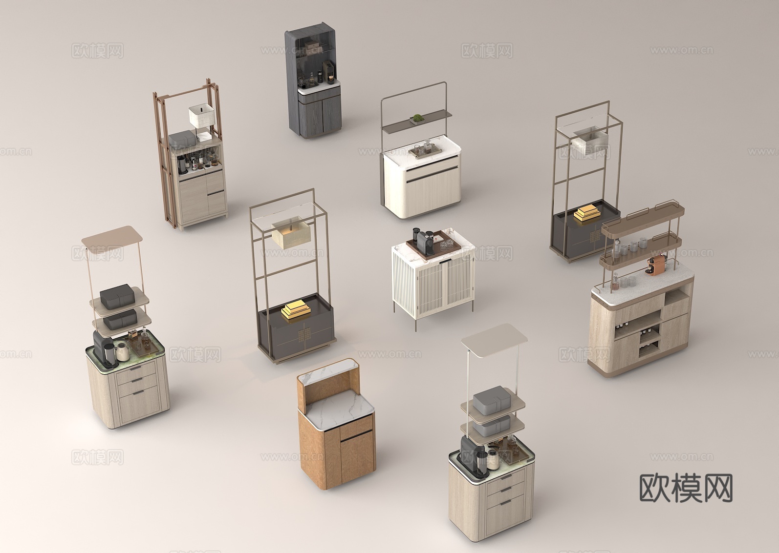 家居陈列架 现代置物柜 收纳家具 简约设计 陈列展示架3d模型