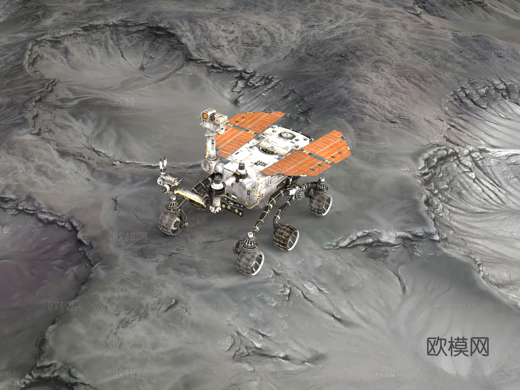 月球探测仪 宇宙星空星球 科幻场景月球表面 探勘车探测车 太3d模型