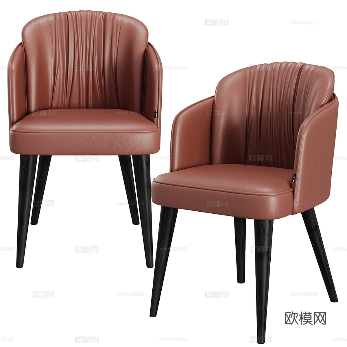 现代意式轻奢皮革椅子3d模型