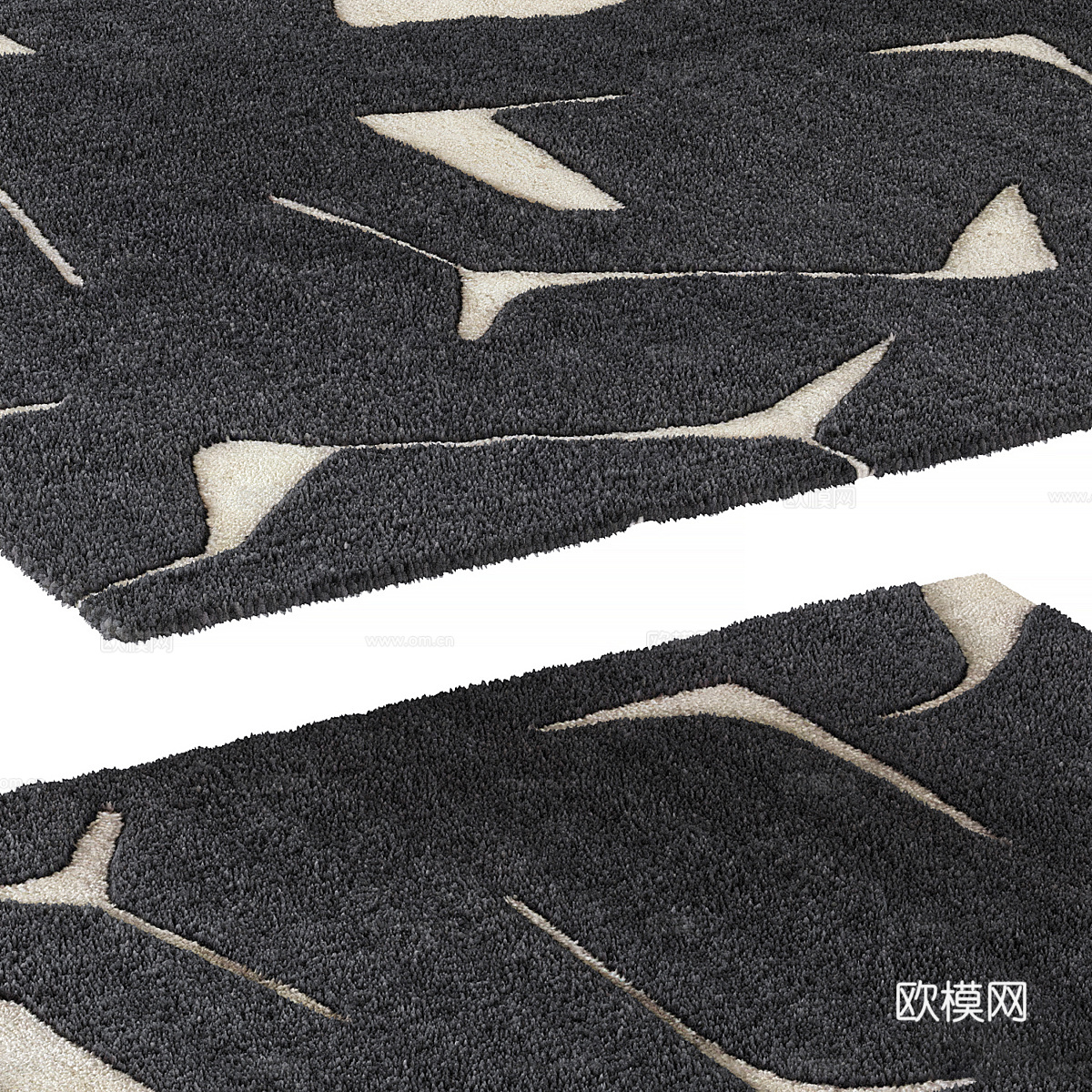 现代侘寂羊毛布艺地毯3d模型