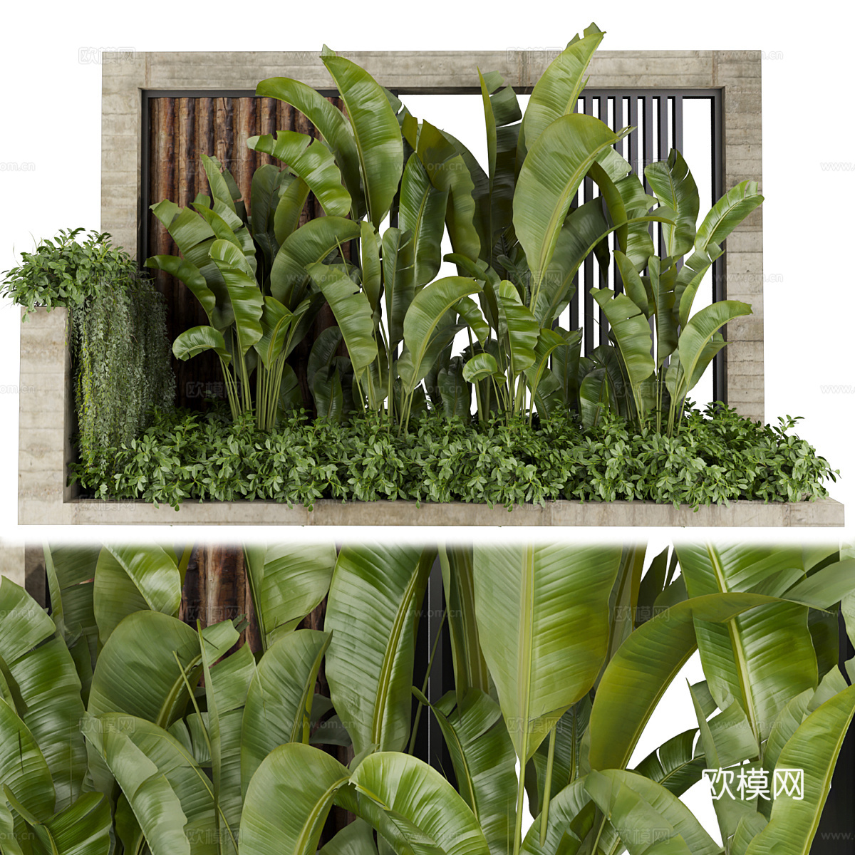 现代绿植植物堆3d模型